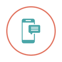 Icon of a smartphone with a chat bubble.