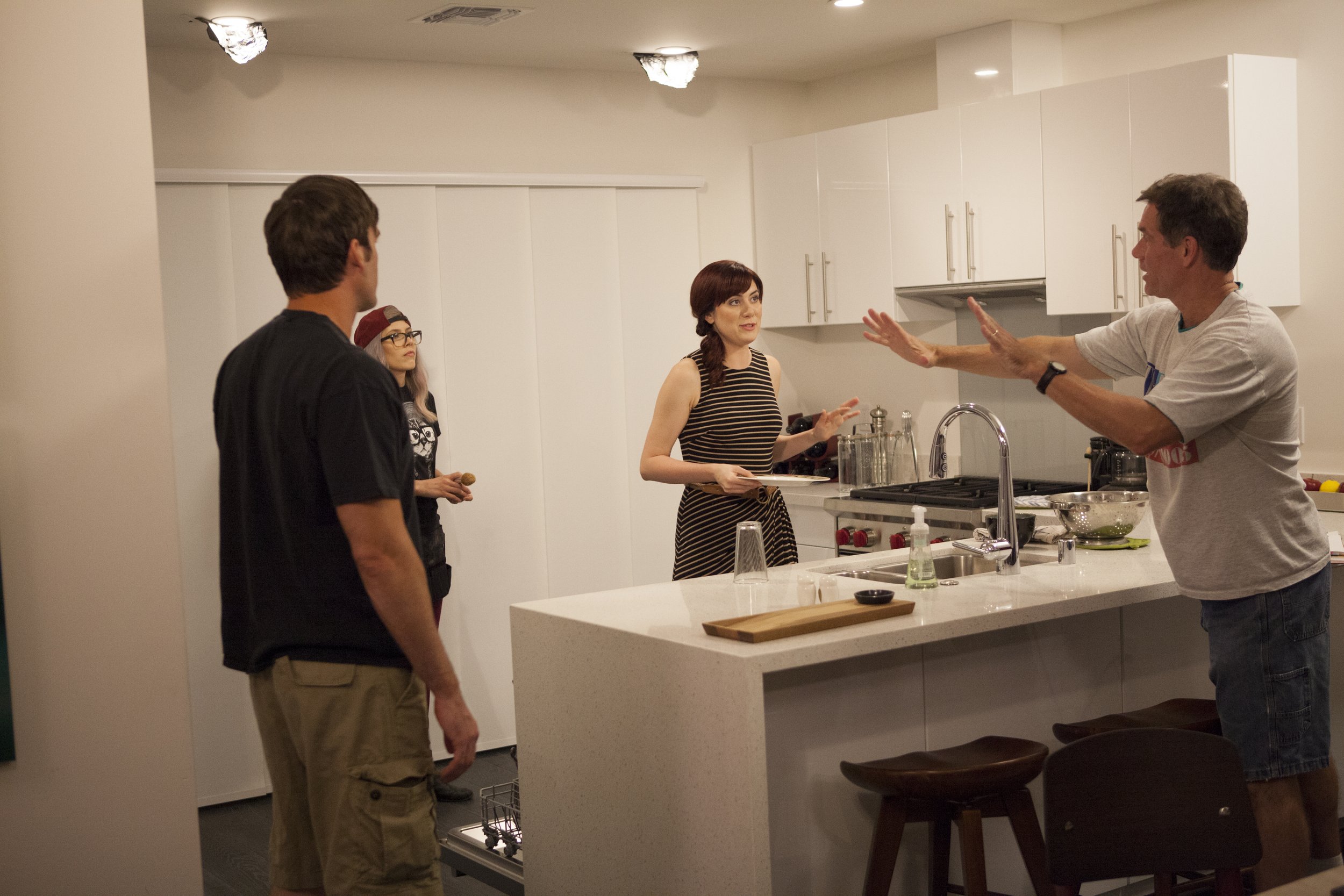 Directing Jason Kuykendall and Lyndsy Kail in the dish-breaking scene we shot in West Sacramento.