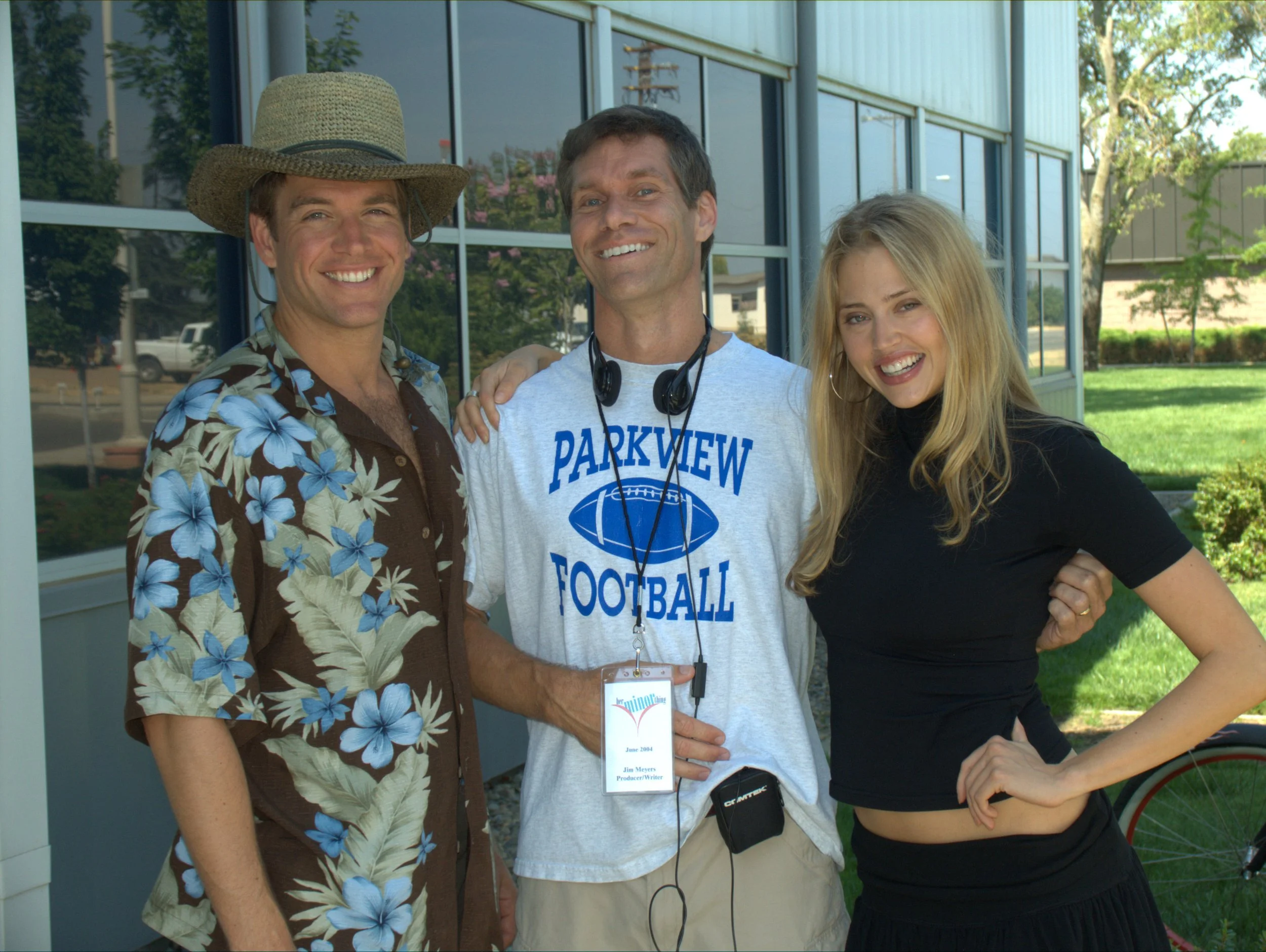On set with stars Michael Weatherly and Estella Warren at Sacramento Mather Airport.