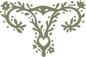 Decorative heart-shaped design with floral and leaf motifs.