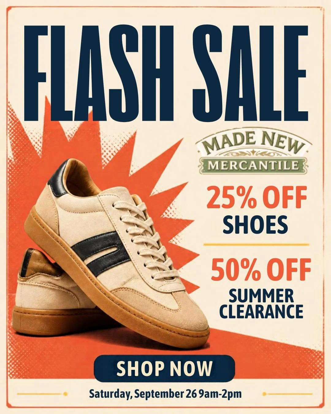 🚨✨ FLASH SALE at Made New Mercantile! ✨🚨
Ready, set, THRIFT! 🛍️💥 Our shelves are full, the deals are hot, and your next great find is waiting for you!
Come shop our FLASH SALE and score some treasures while making a difference right here in our c