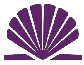 A stylized purple shell or fan shape with radiating segments.