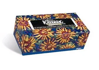 Kleenex tissues box with a sunflower pattern on the packaging Mark Nilsson ©