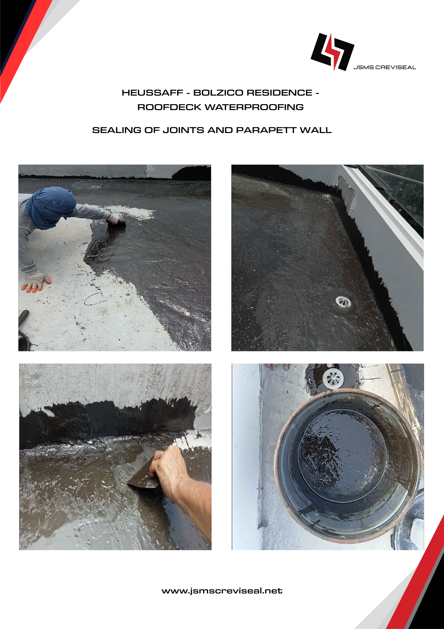Sealing of joints and parapet wall using JSMS Cementitious waterproofing epoxy