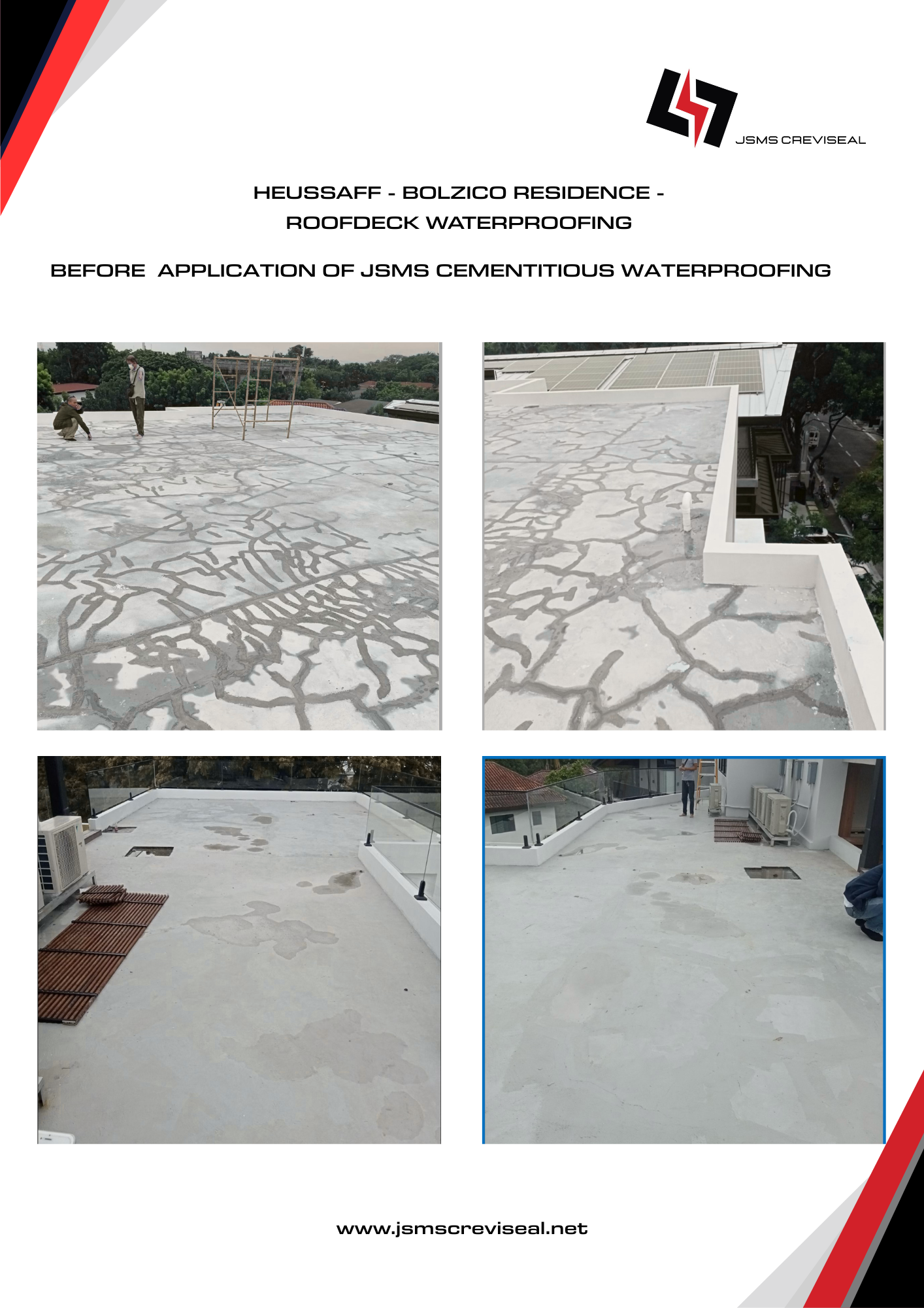 Existing condition before application of JSMS Cementitious Waterproofing  