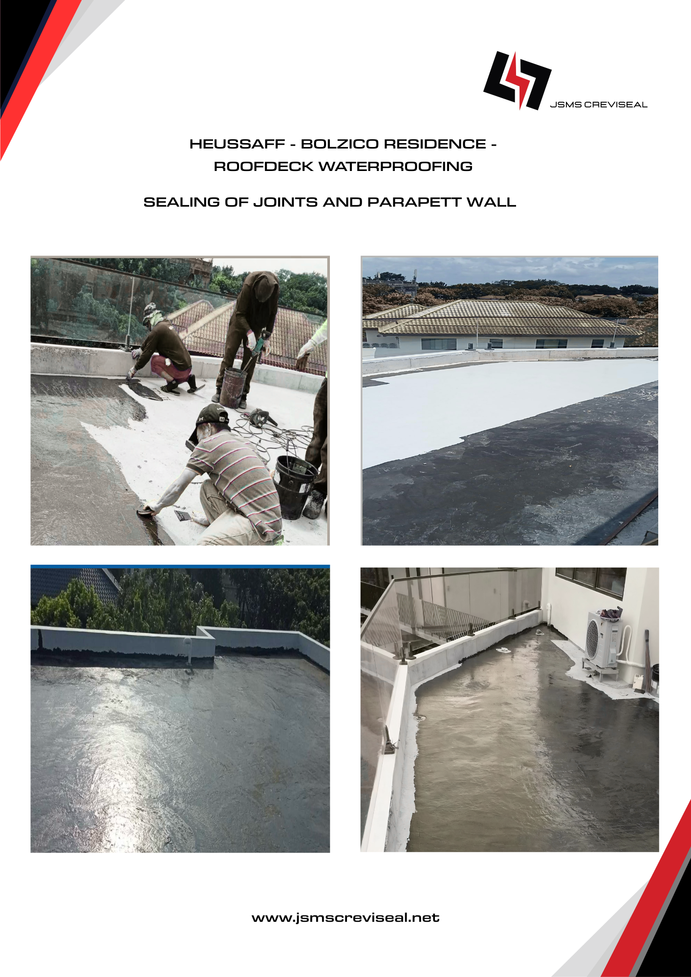 Sealing of joints and parapet wall using JSMS Cementitious waterproofing epoxy