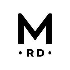 Letter M with the word 'RD' and two dots below, all in black on a white background.