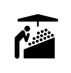 Farmers market stand with fresh produce
