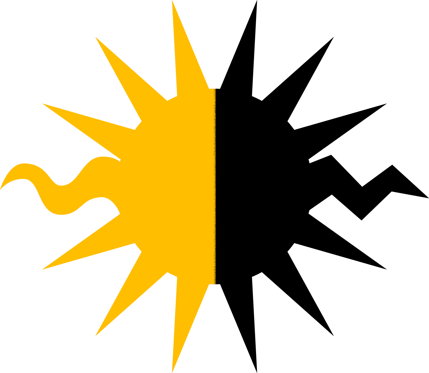 Black silhouette of a person with a yellow starburst behind them, holding a megaphone.