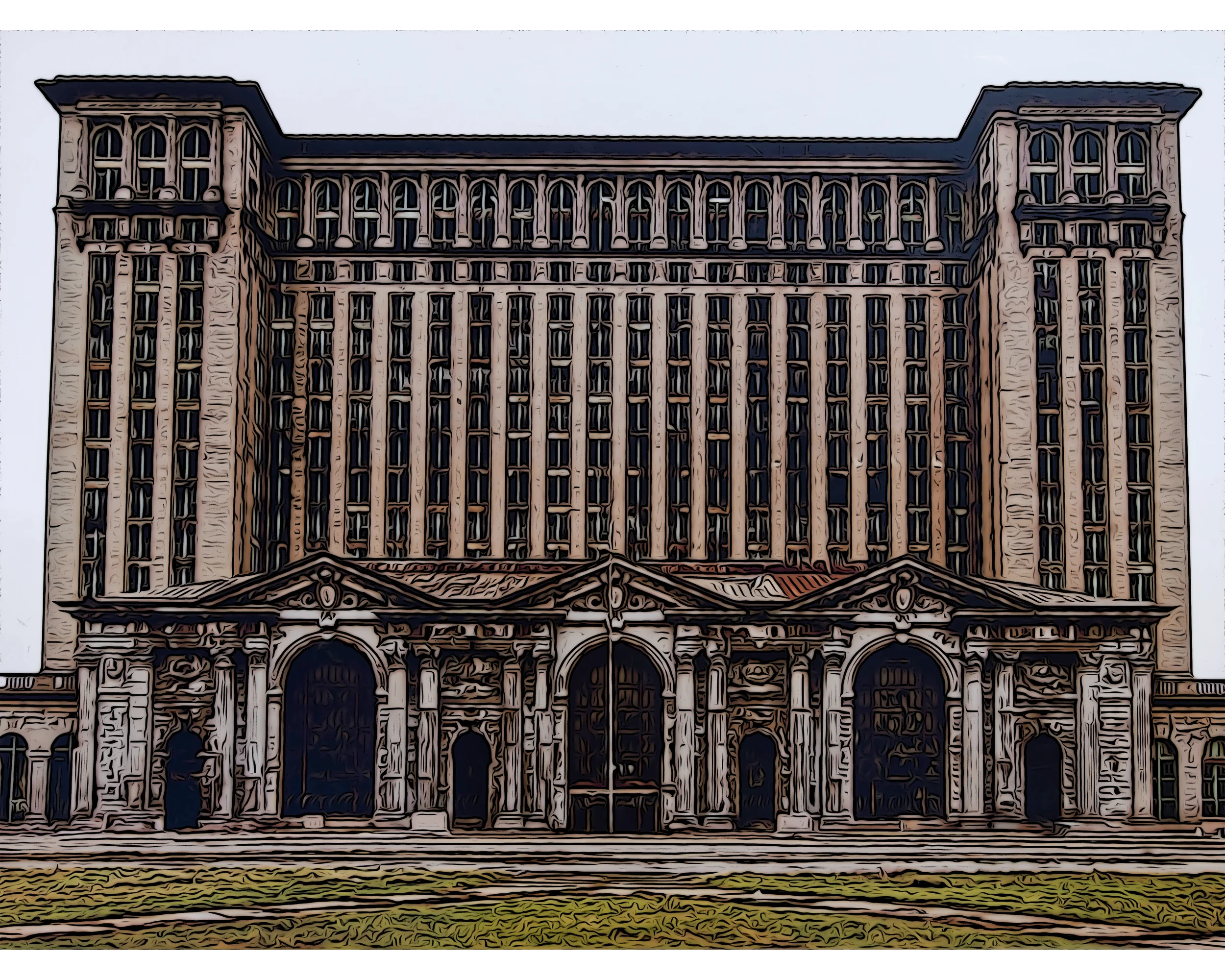 Detroit Central Train Station Pop Art 11x14 4x5T WebP.webp