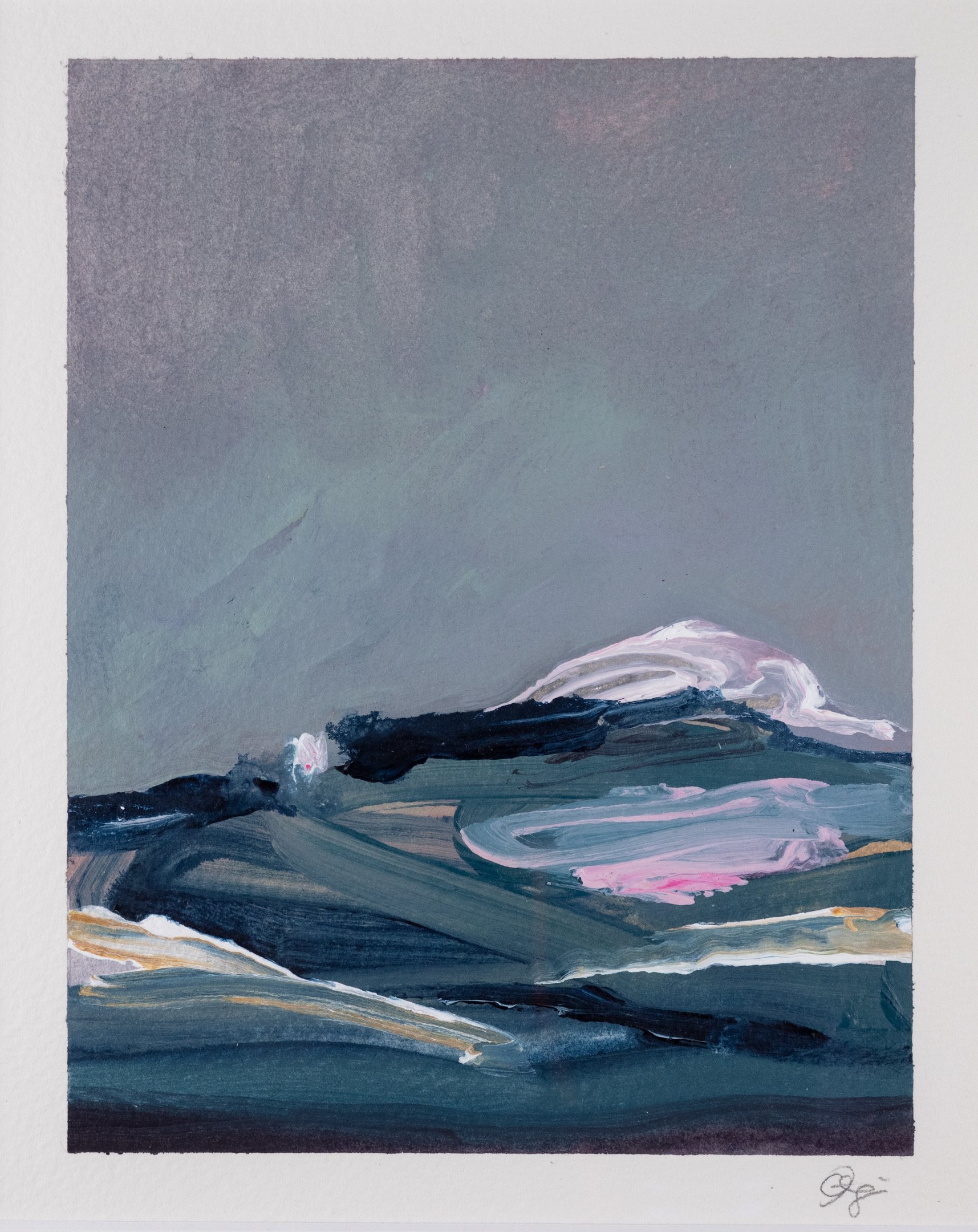 "Hot Springs" (2024) 7" x 5.5" acrylic on paper SOLD