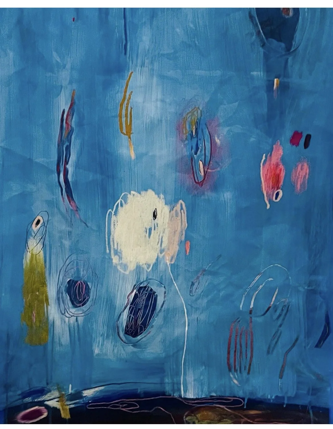 "Night Garden"  (2023) 18" x 24" acrylic, oil pastel, colored pencil on paper SOLD