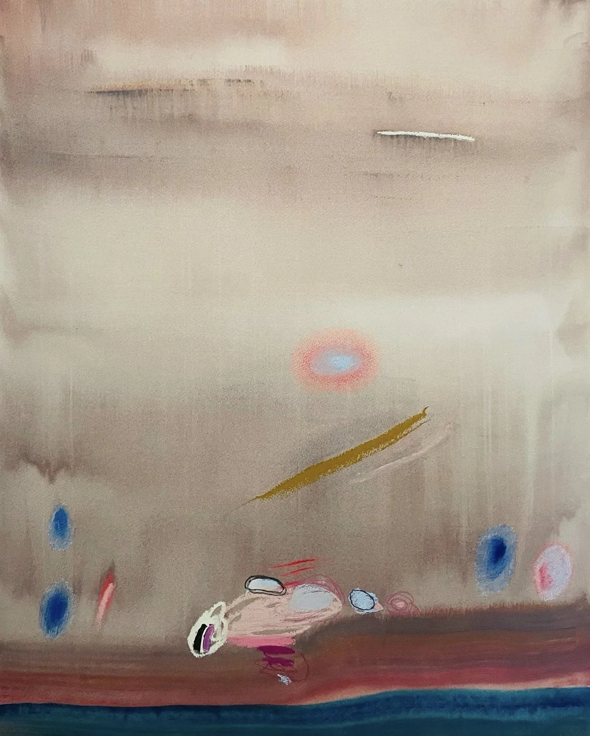 "Highway" 18" x 24"  (2023) acrylic, oil pastel, colored pencil on paper $1200