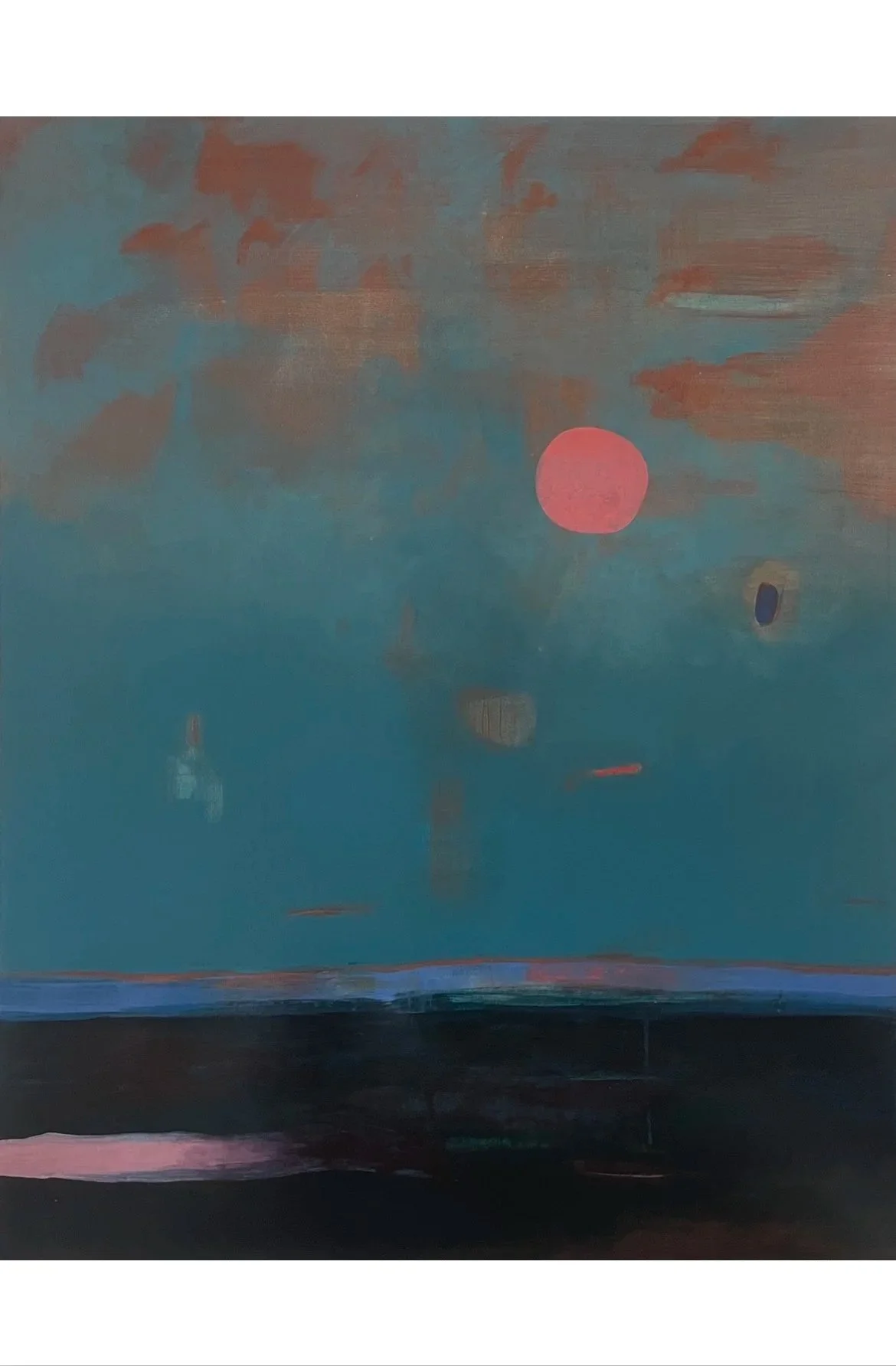 "Pink Moon" (2024)  64" x 40" acrylic and pencil on canvas SOLD