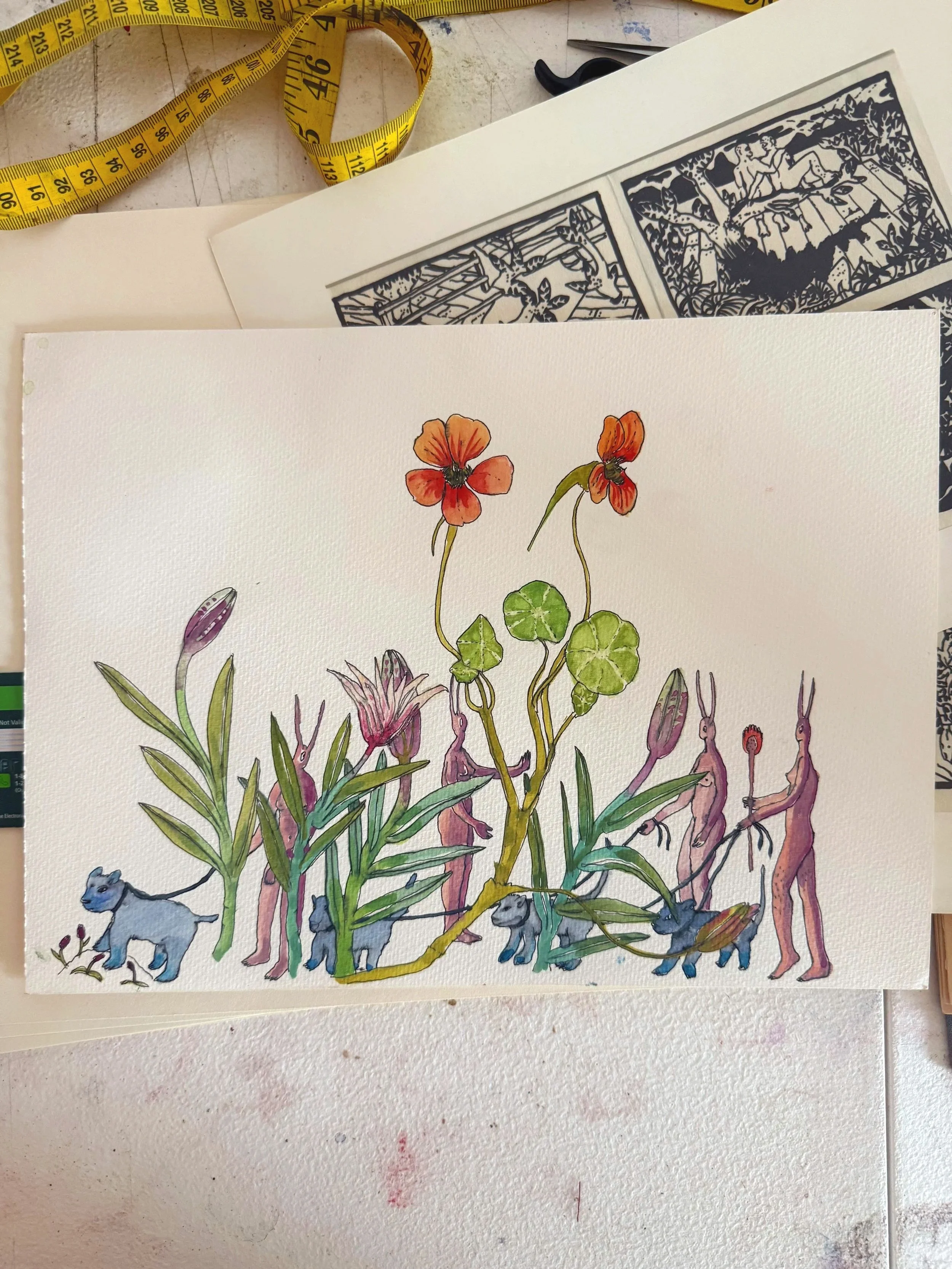 "Griffin Garden Series" 12" x 9" watercolor on paper $450