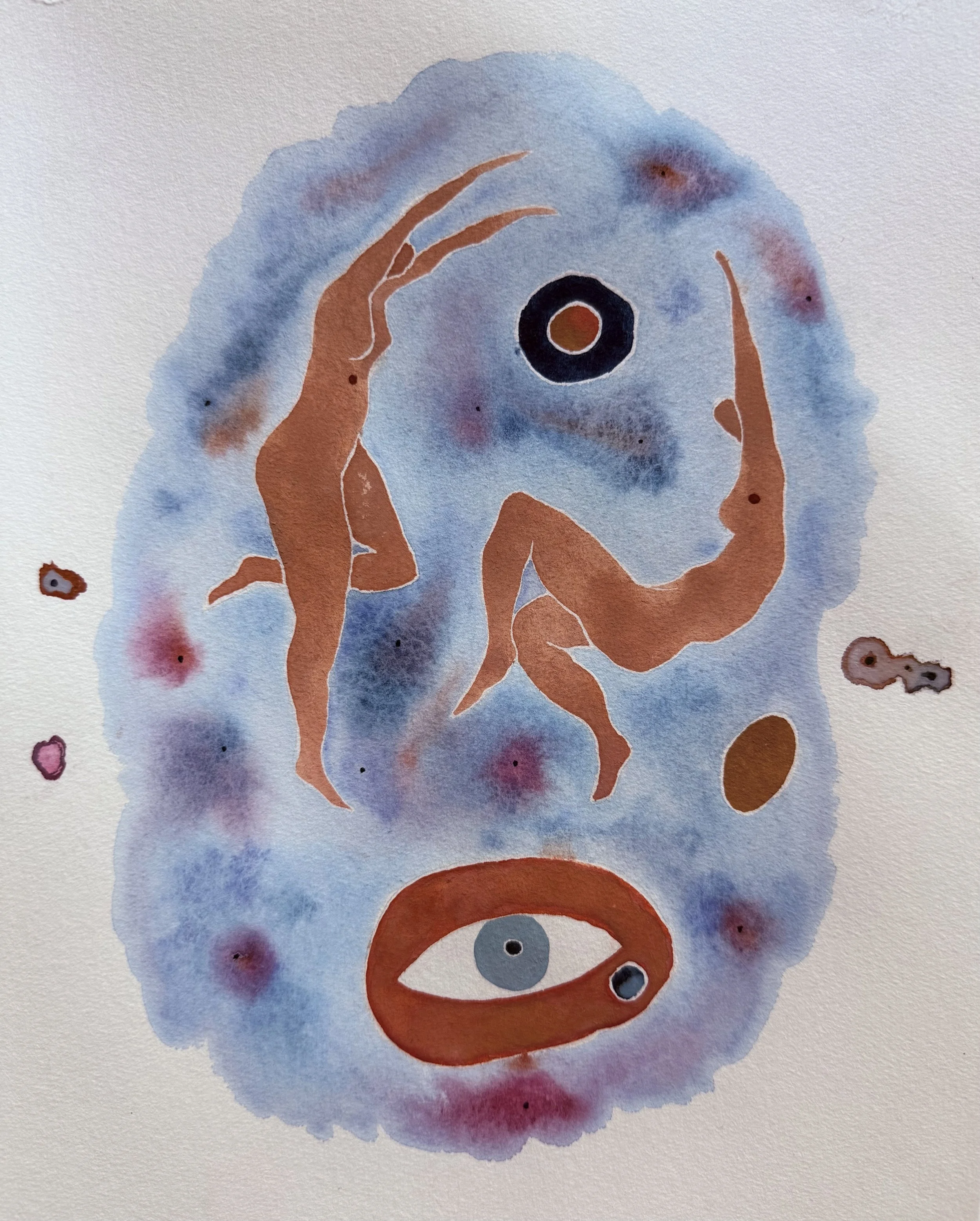 "Divers III" 12" x 14" (2023) watercolor on paper" $900