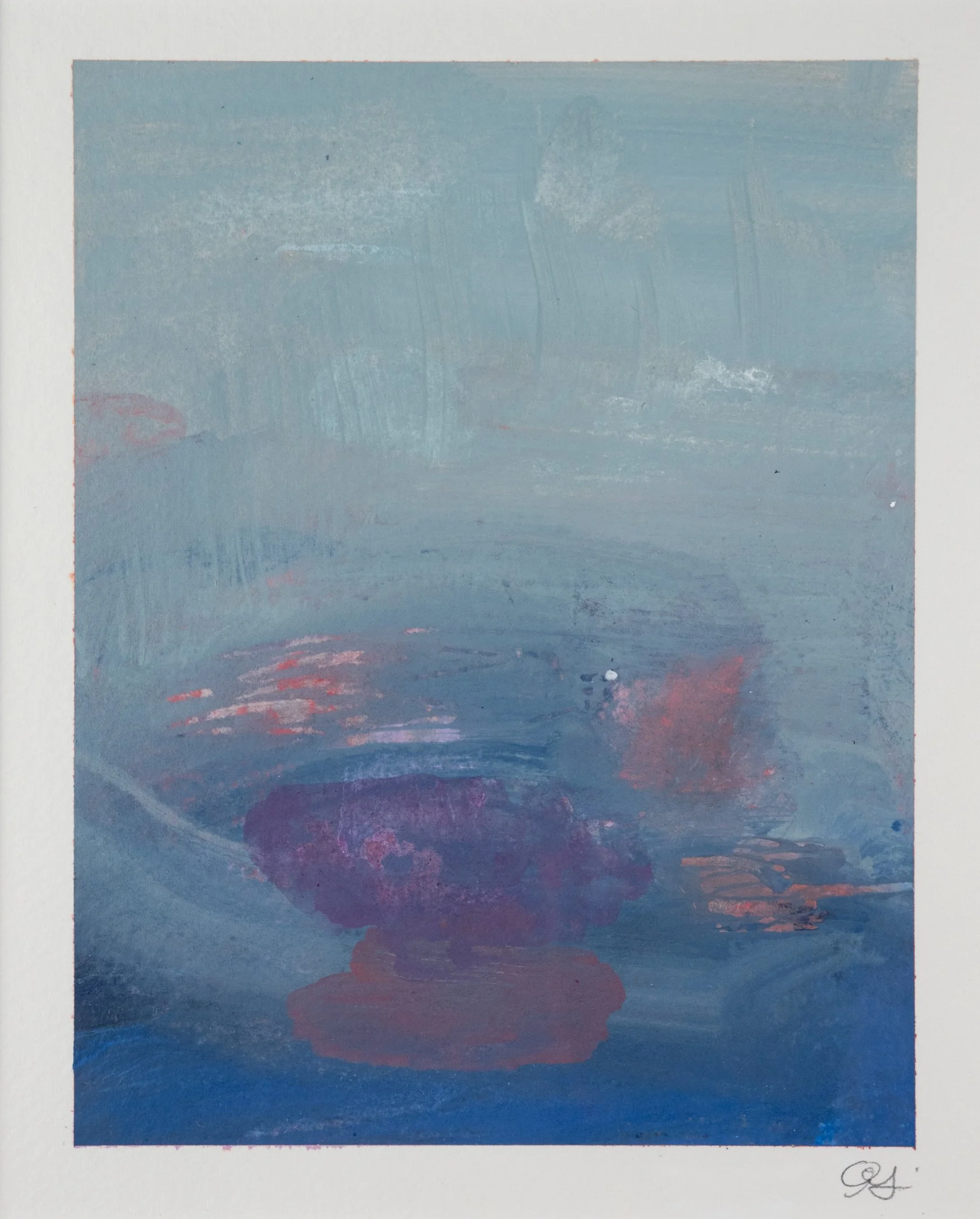 "Koi Pond" (2024) 7" x 5.5" acrylic on paper SOLD 