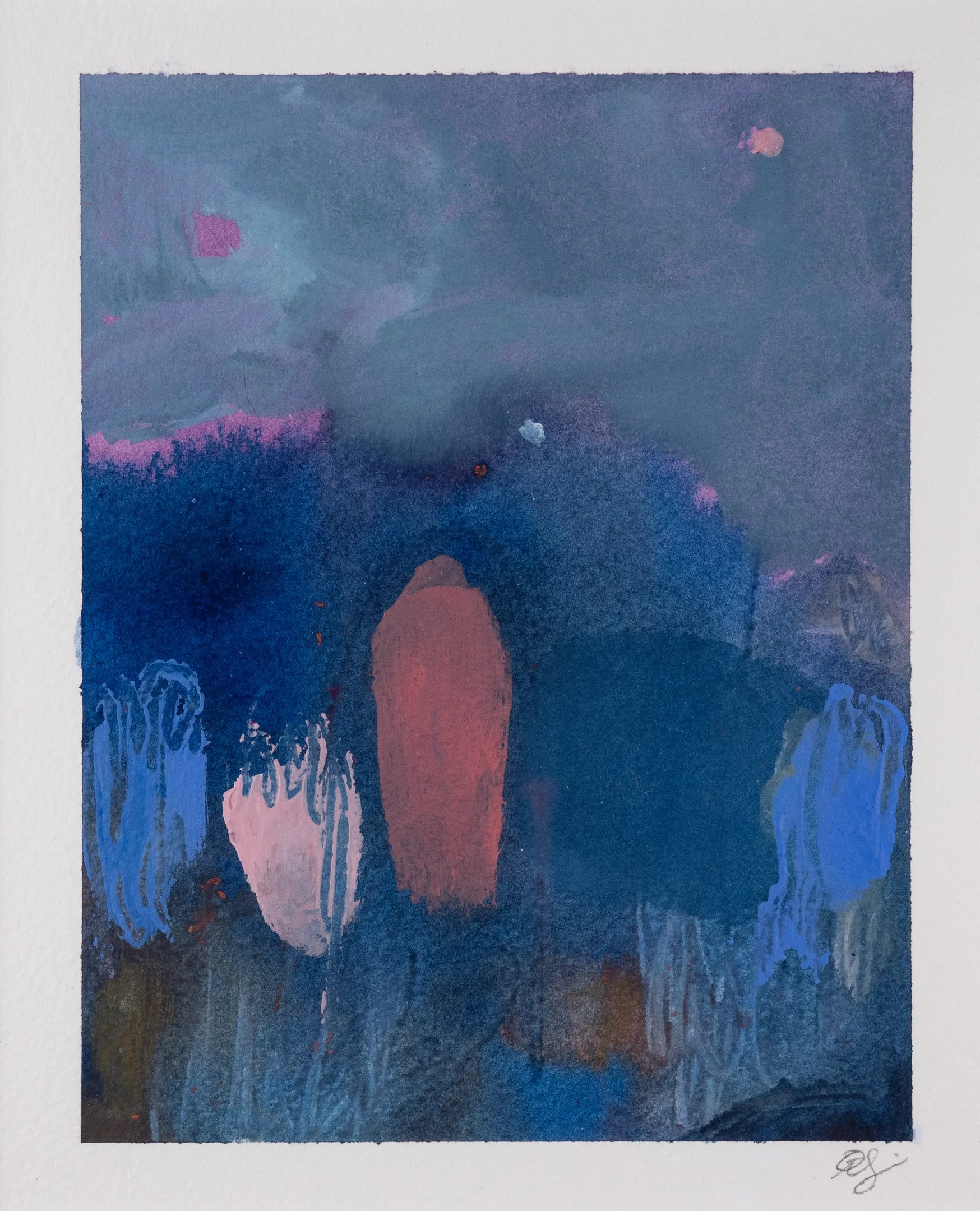 "Bothynus" (2024) 7" x 5.5" acrylic on paper SOLD
