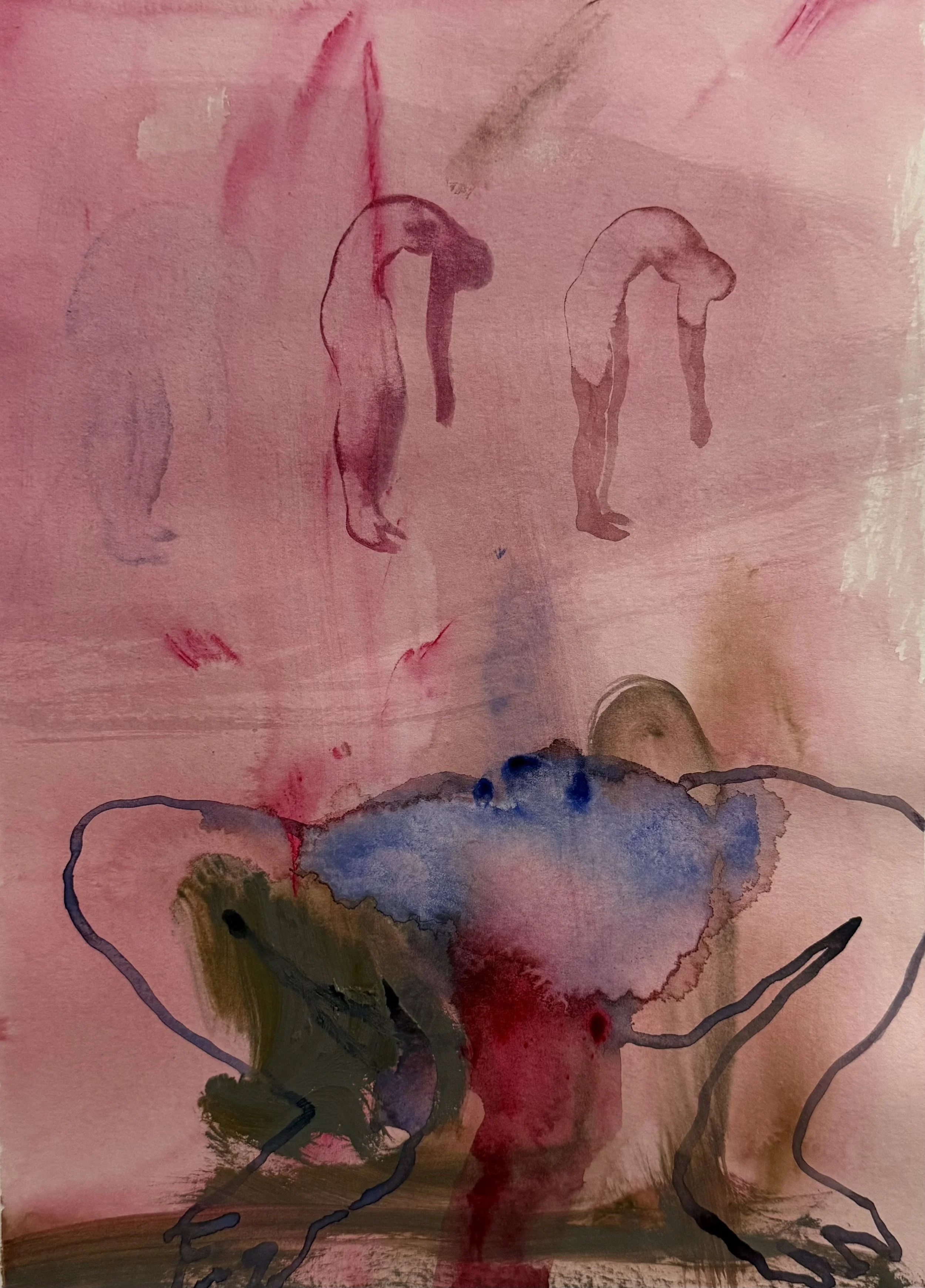 "Something Happened" (2026) 15" x 11"  watercolor on paper $450