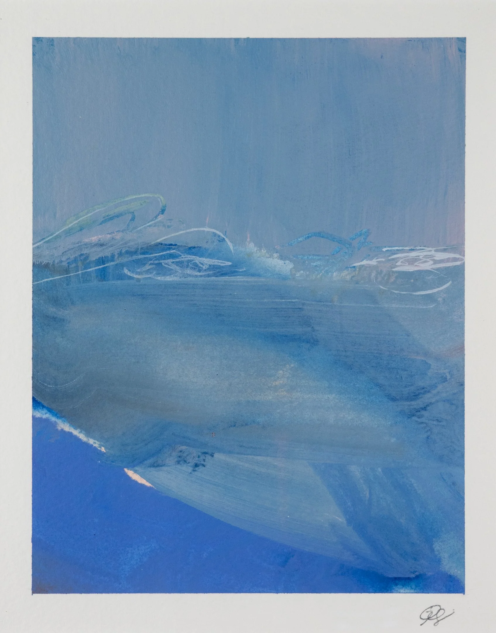 "Obvious Sea" (2024)  7" x 5.5" acrylic on paper SOLD