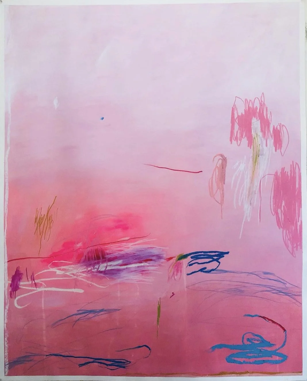 "Sundown" (2023) 32" x 40" acrylic, oil pastel, colored pencil on paper SOLD