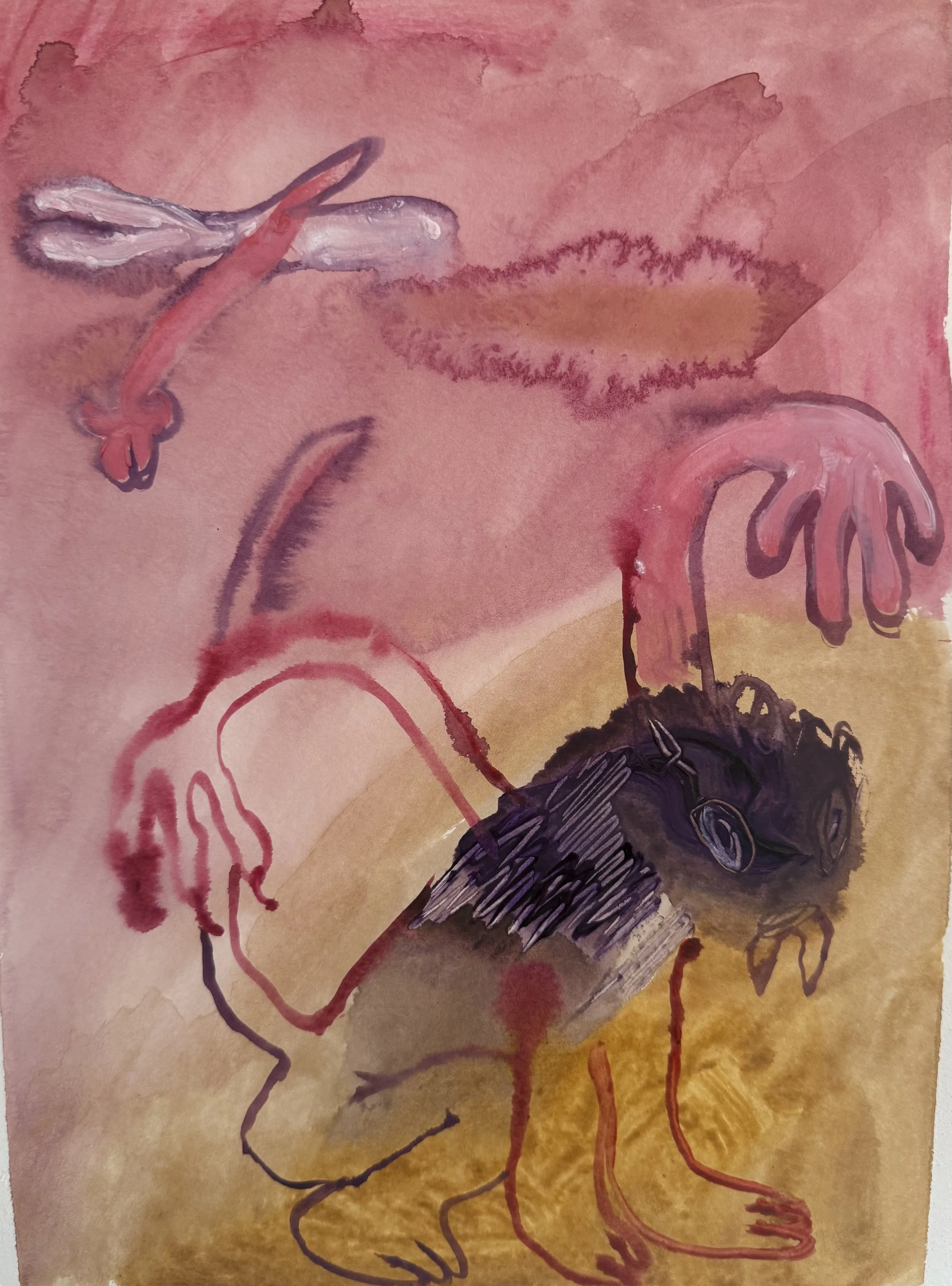 "Demon Lover" (2026) 15" x 11"  watercolor on paper $450