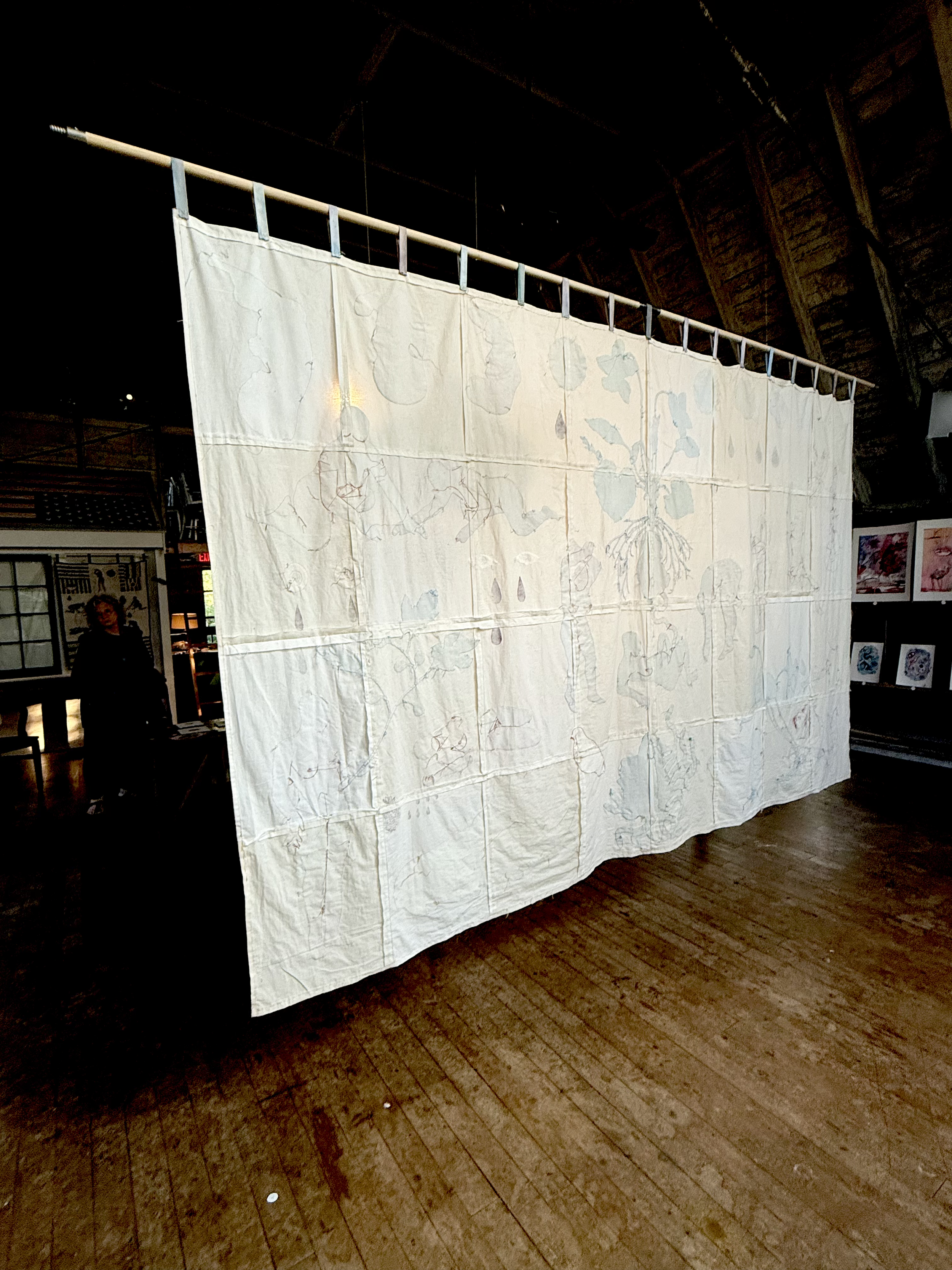 "Birthstory" installed in the Hawthorne Barn in Provincetown, MA at invitation of Twenty Summers (2025) back view