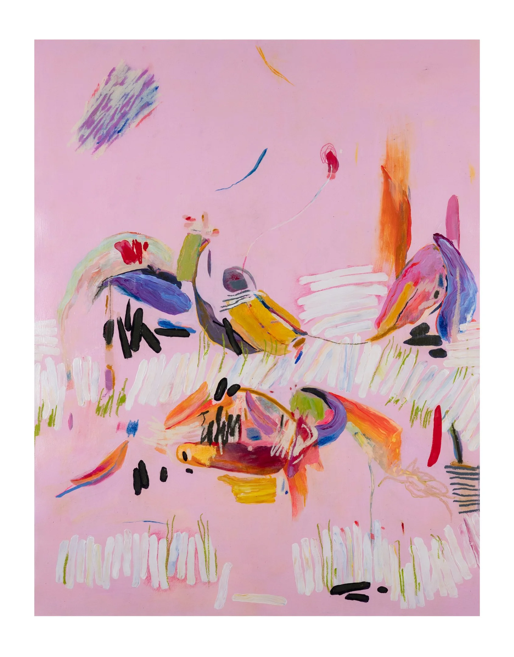 "Corn Hill 1996" (2023) 32" x 40" acrylic, oil pastel, colored pencil on paper $3250