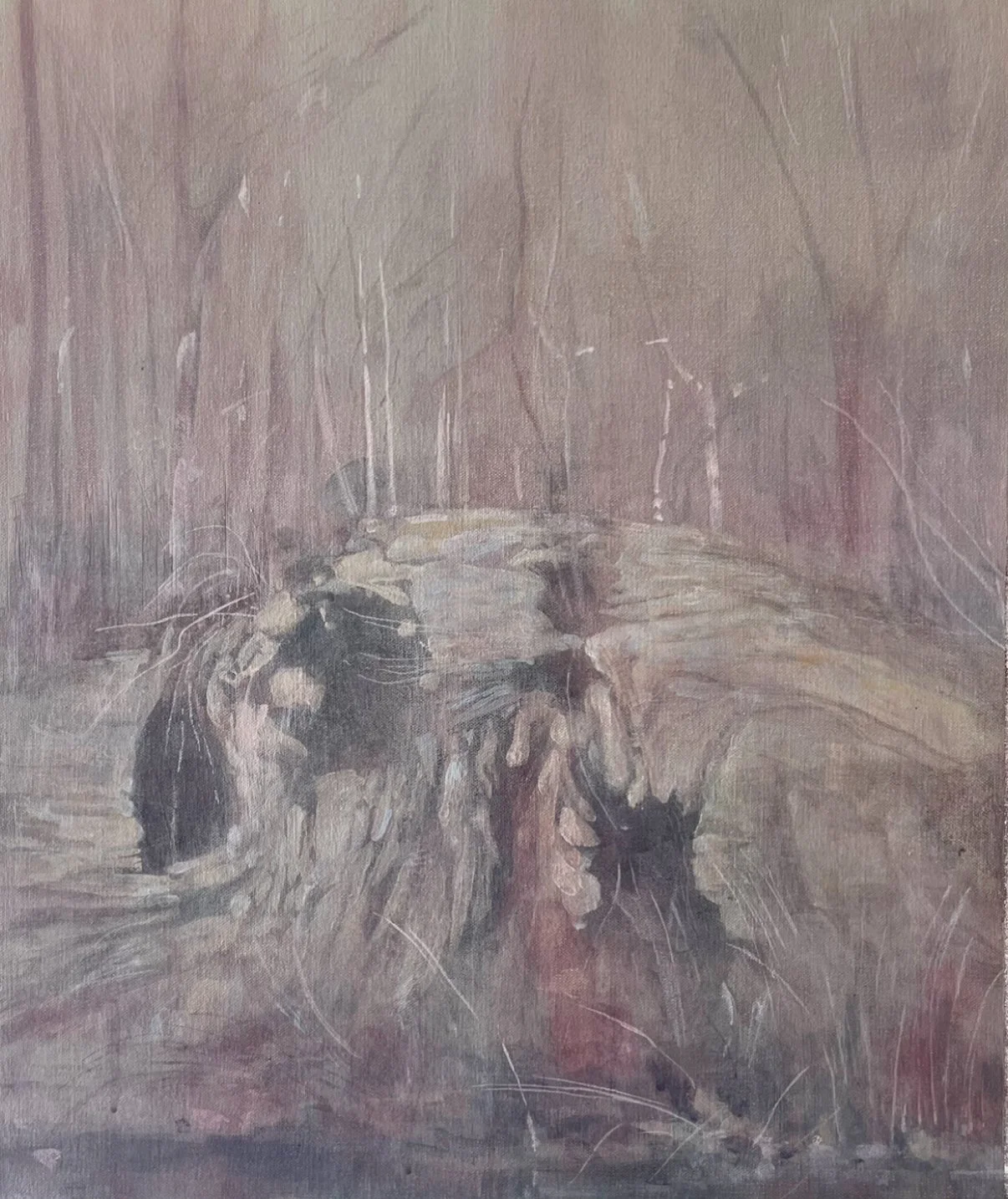 "Morningside Rock" (2024) 12" x 14" acrylic on canvas SOLD