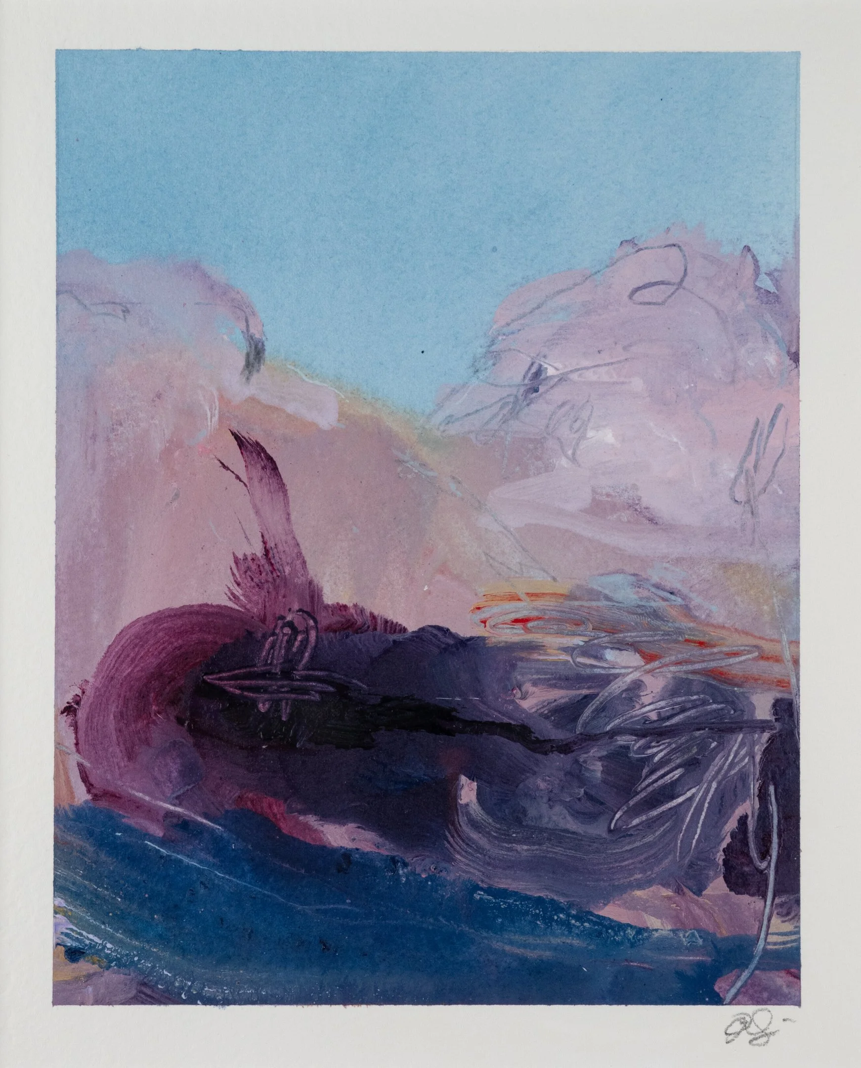 "Longnook Morning" (2024) 7" x 5.5" acrylic on paper SOLD
