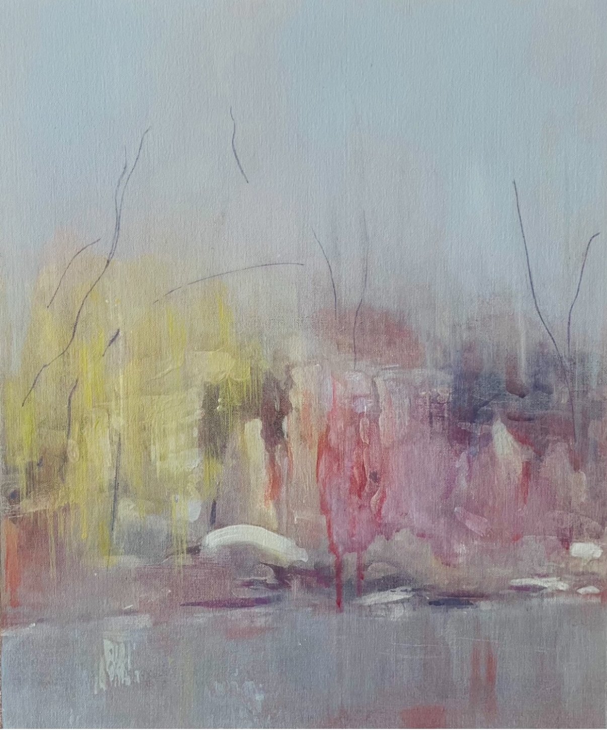 "Morningside Study" (2024) 12" x 14" acrylic and pencil on canvas SOLD
