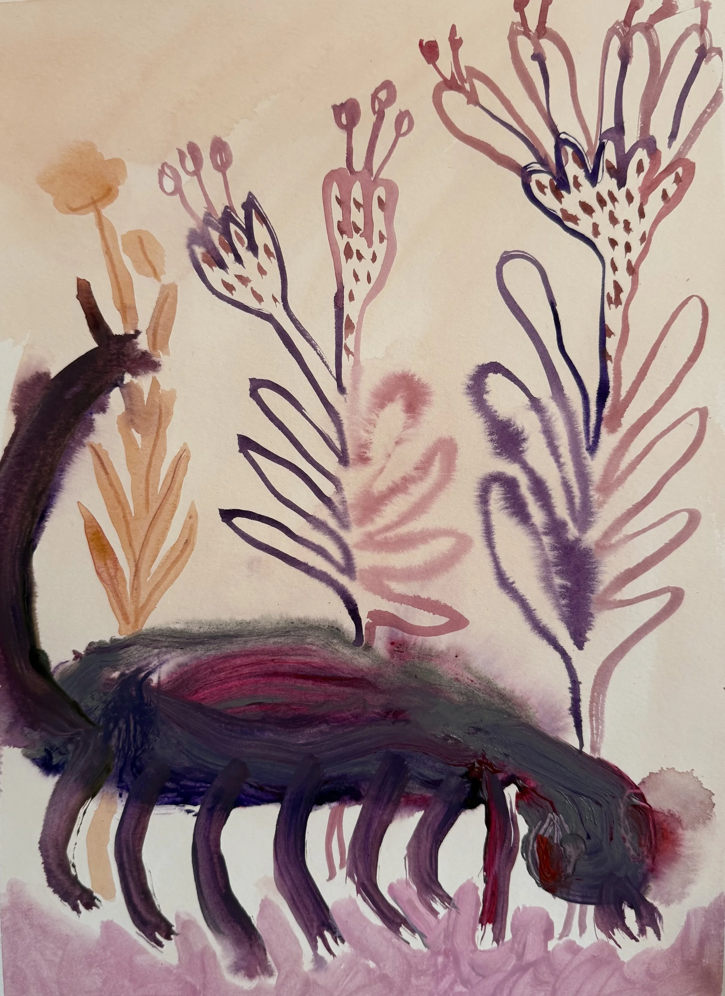 "Day Crawler" (2026) 15" x 11"  watercolor on paper $450