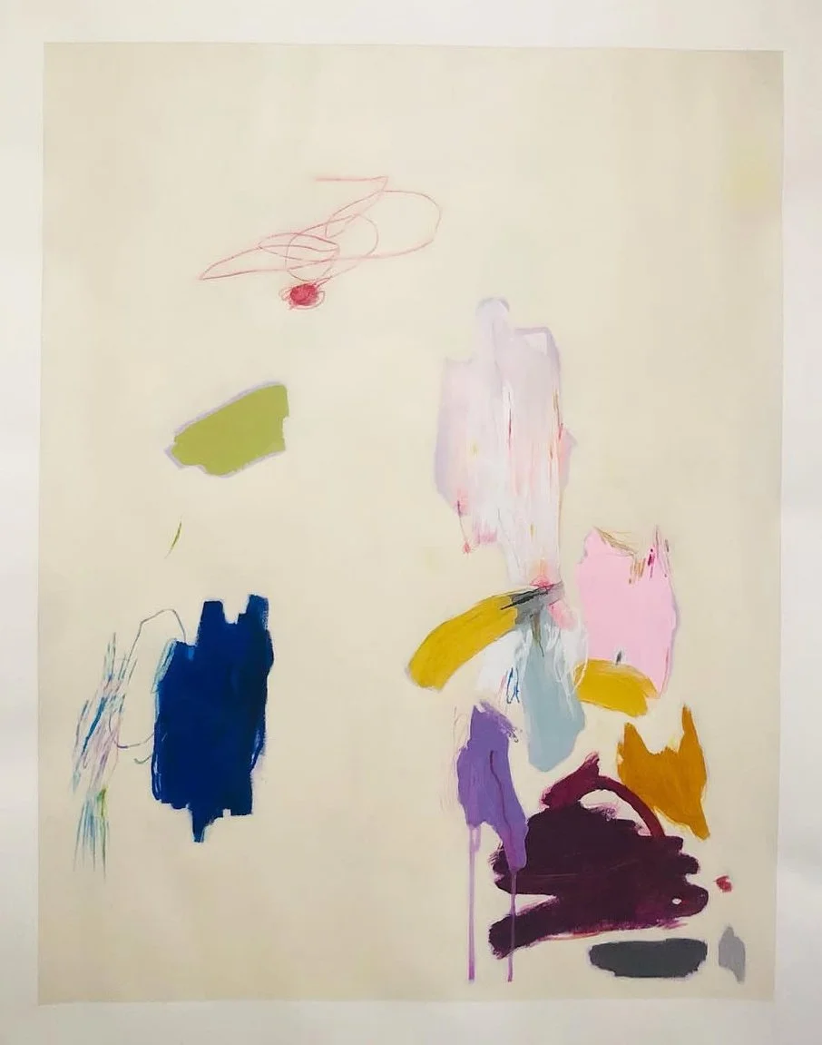 "Stacks of Things" (2023) 32" x 40" acrylic, oil pastel, colored pencil on paper $3250
