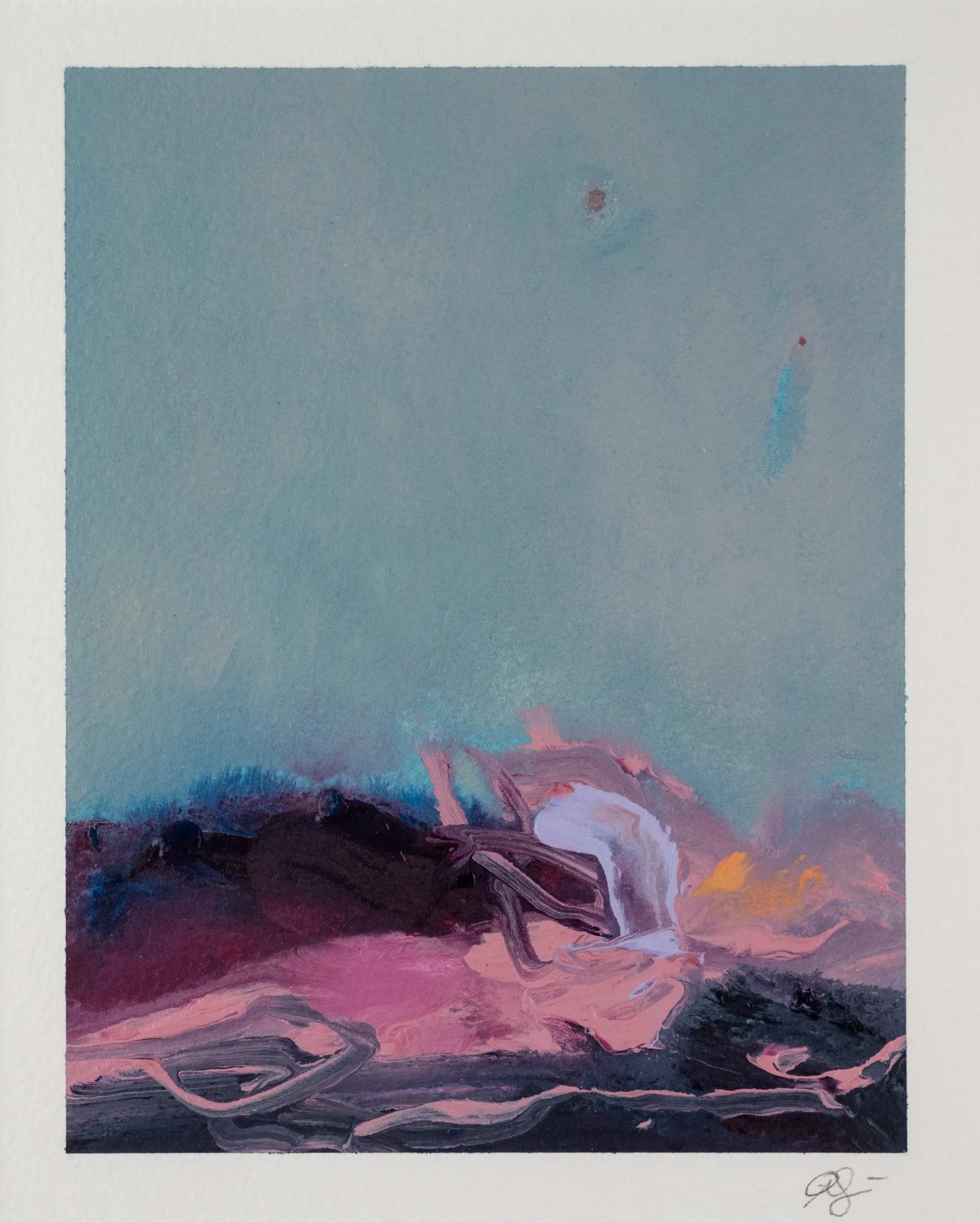 "Bonfire" (2024) 7" x 5.5" acrylic on paper SOLD