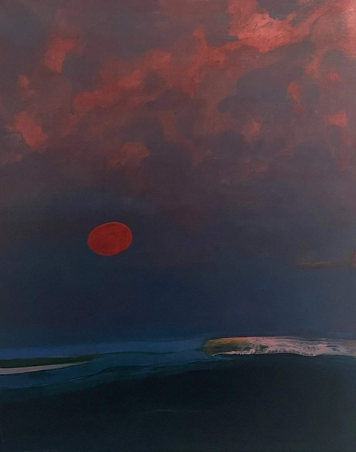 "Blood Moon" (2024)  64" x 40" acrylic and pencil on canvas SOLD