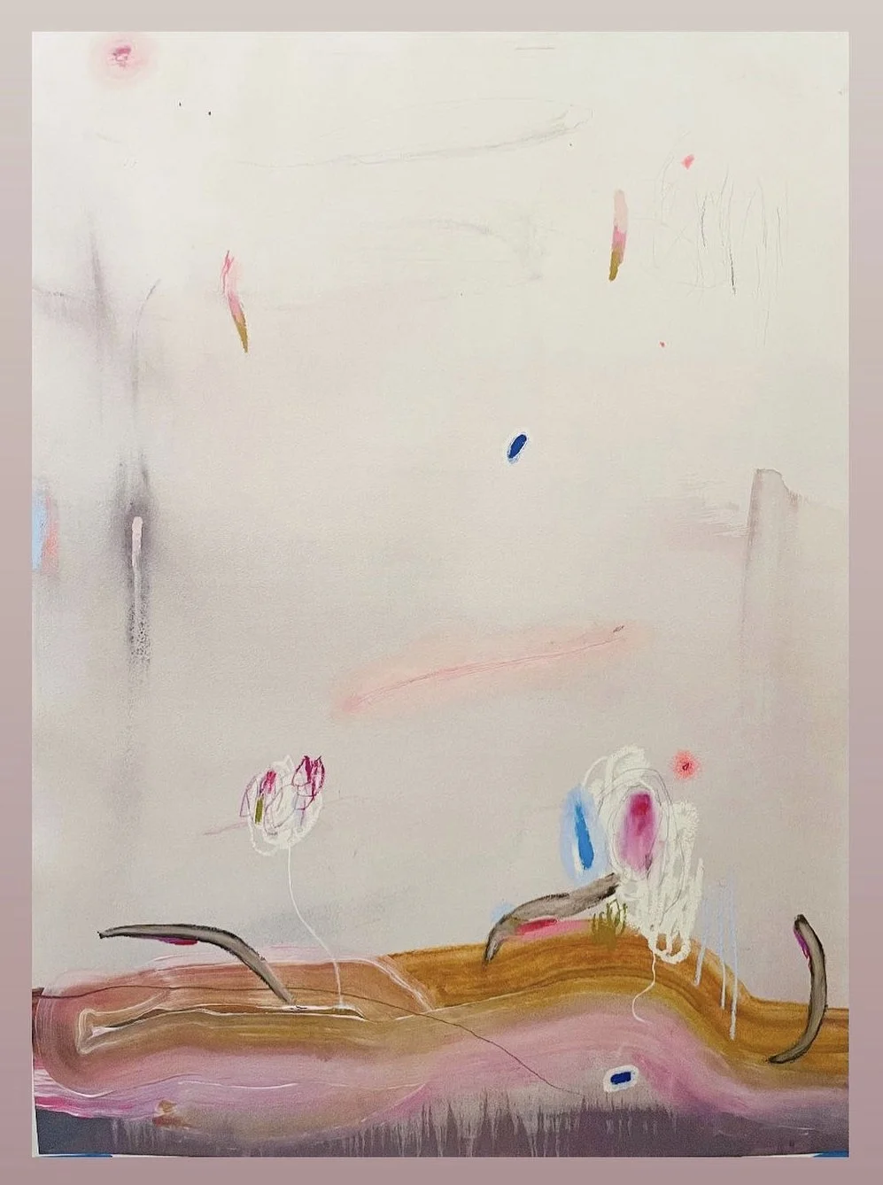 "Fields" 18" x 24" (2023)  acrylic, oil pastel, colored pencil on paper $1200