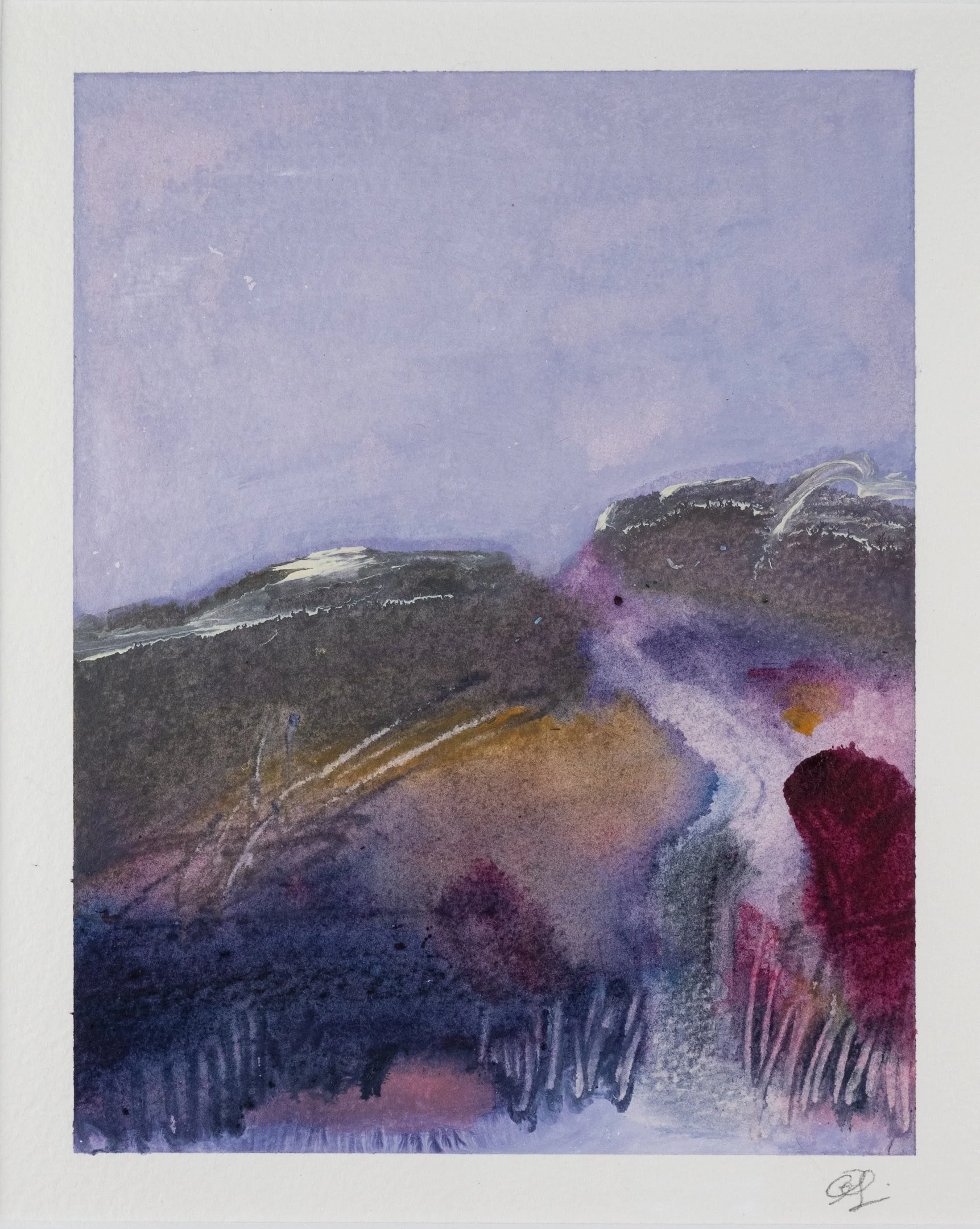"Path to Balston Beach" (2024) 7" x 5.5" acrylic on paper SOLD