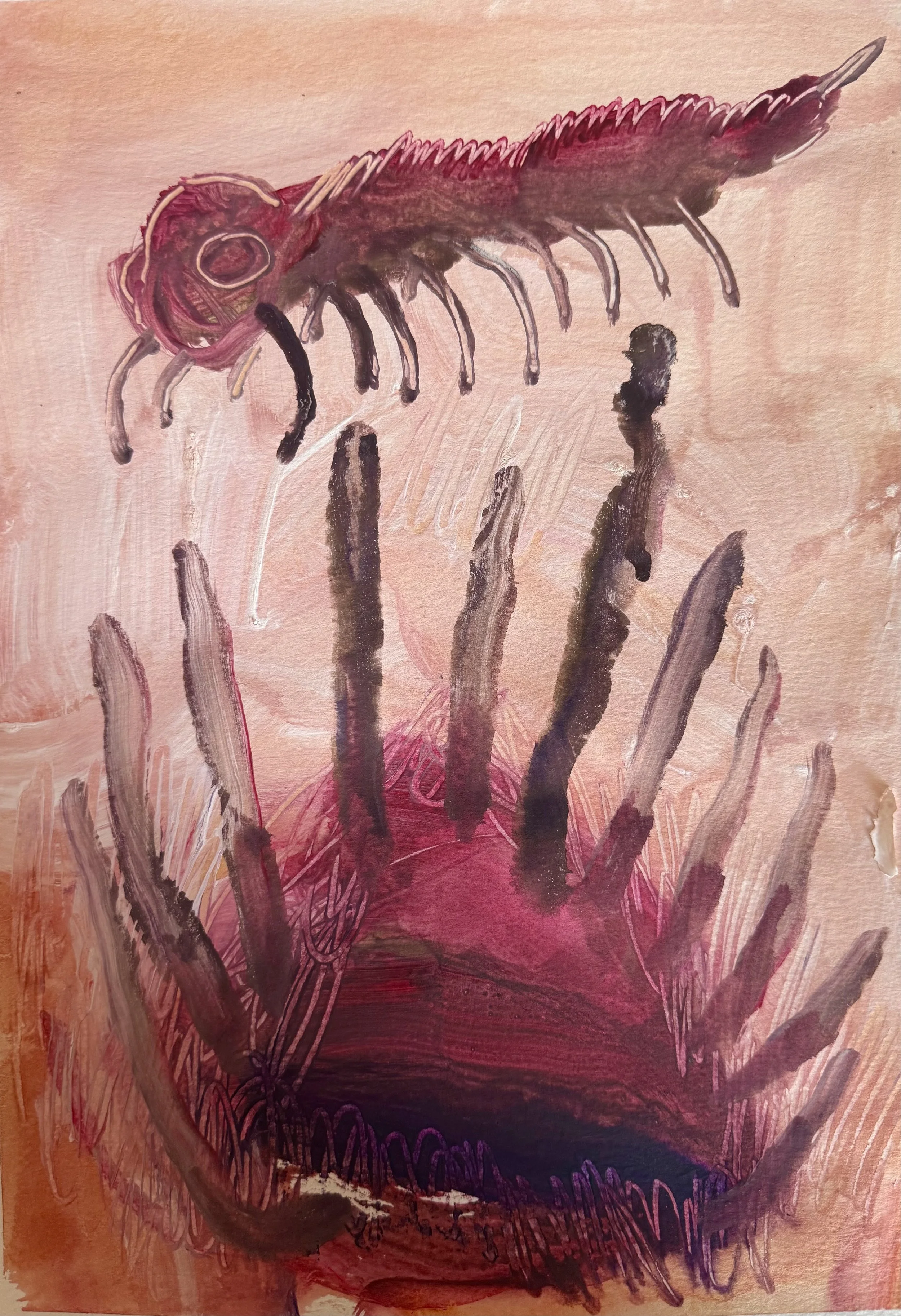 "Soft Thorns" (2026) 15" x 11"  watercolor on paper $450