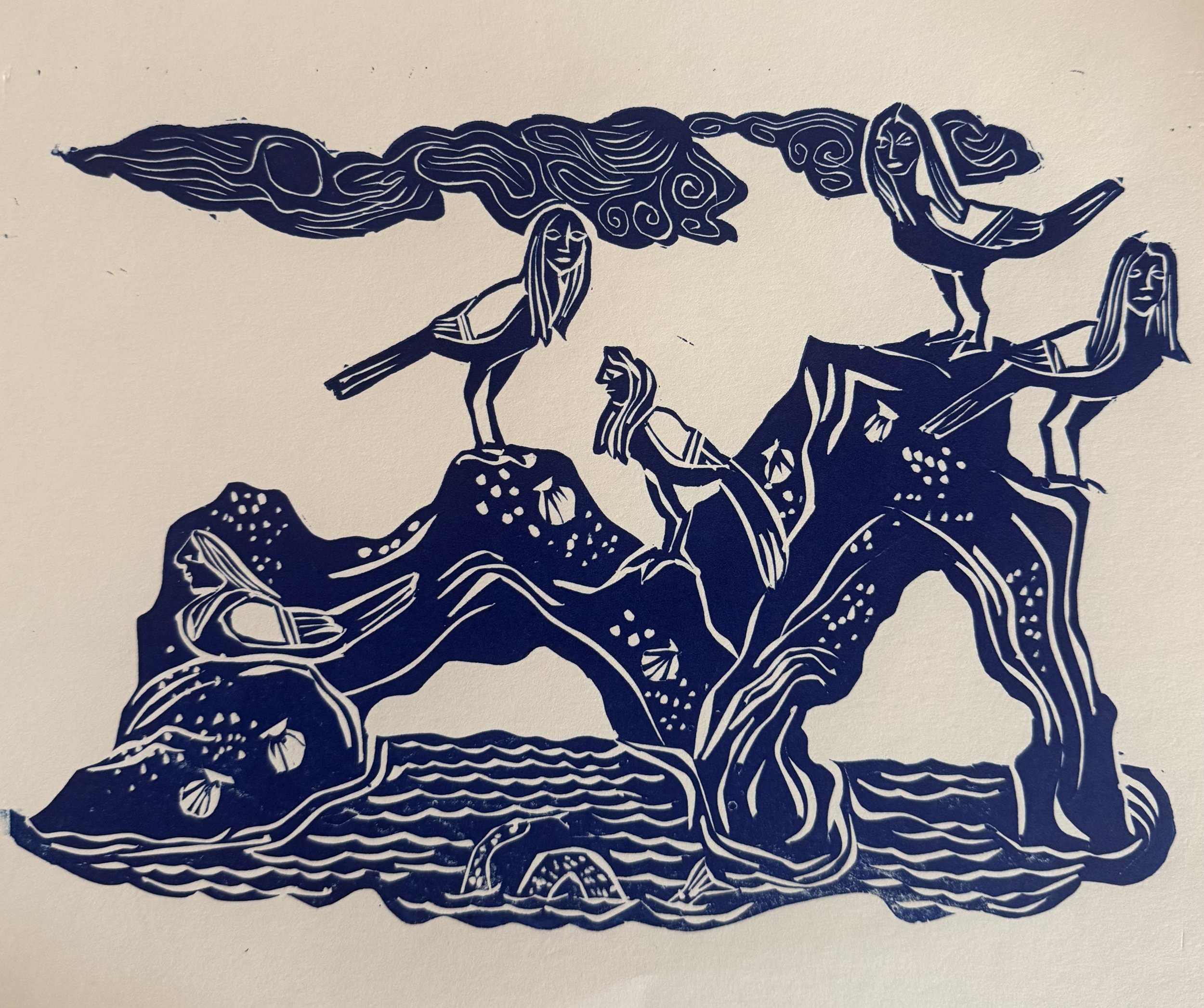"Siren Cove" (2013) 12"x 14" relief on paper $150