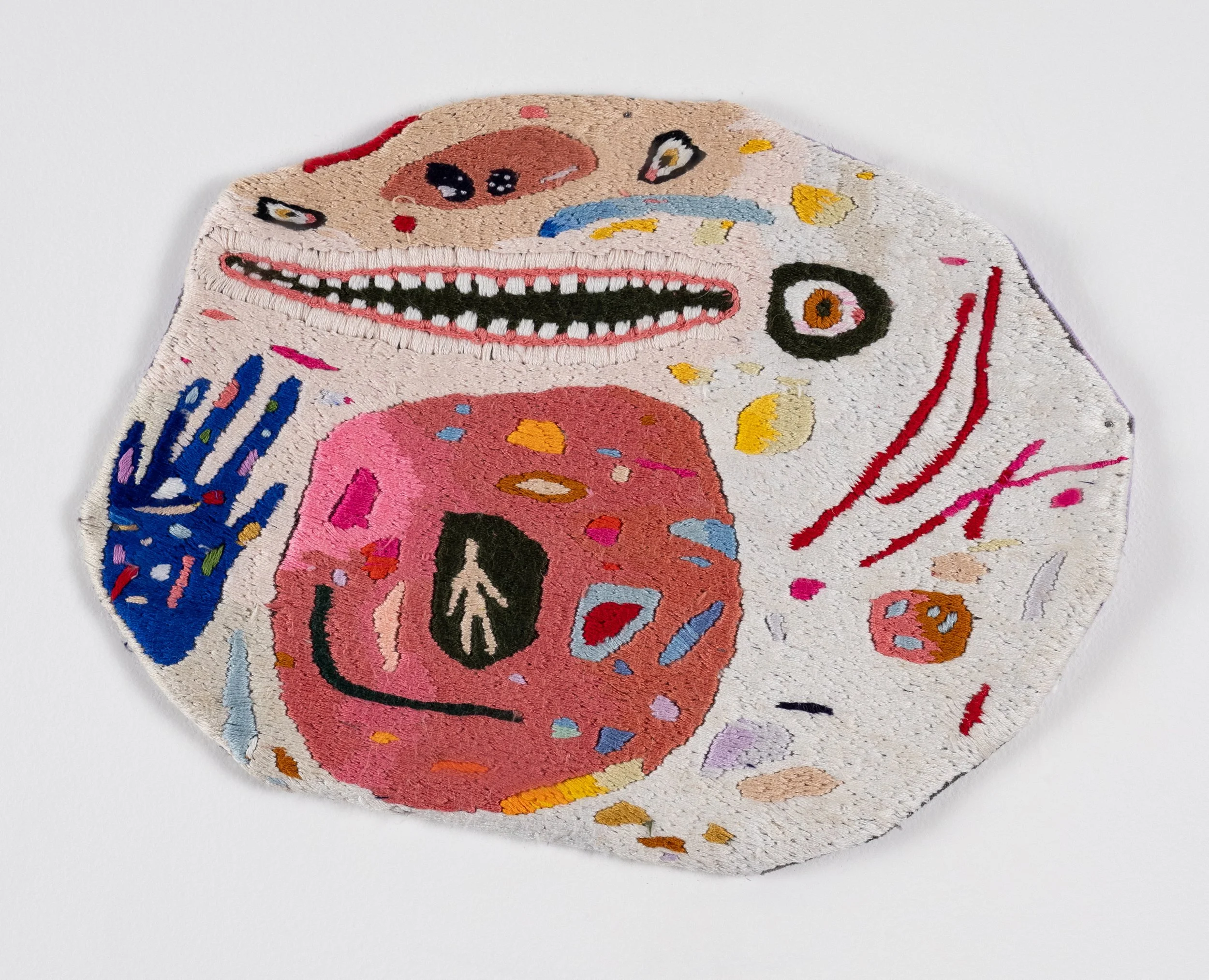 "In the Belly of the Night Toad" (2022) hand embroidery on linen SOLD
