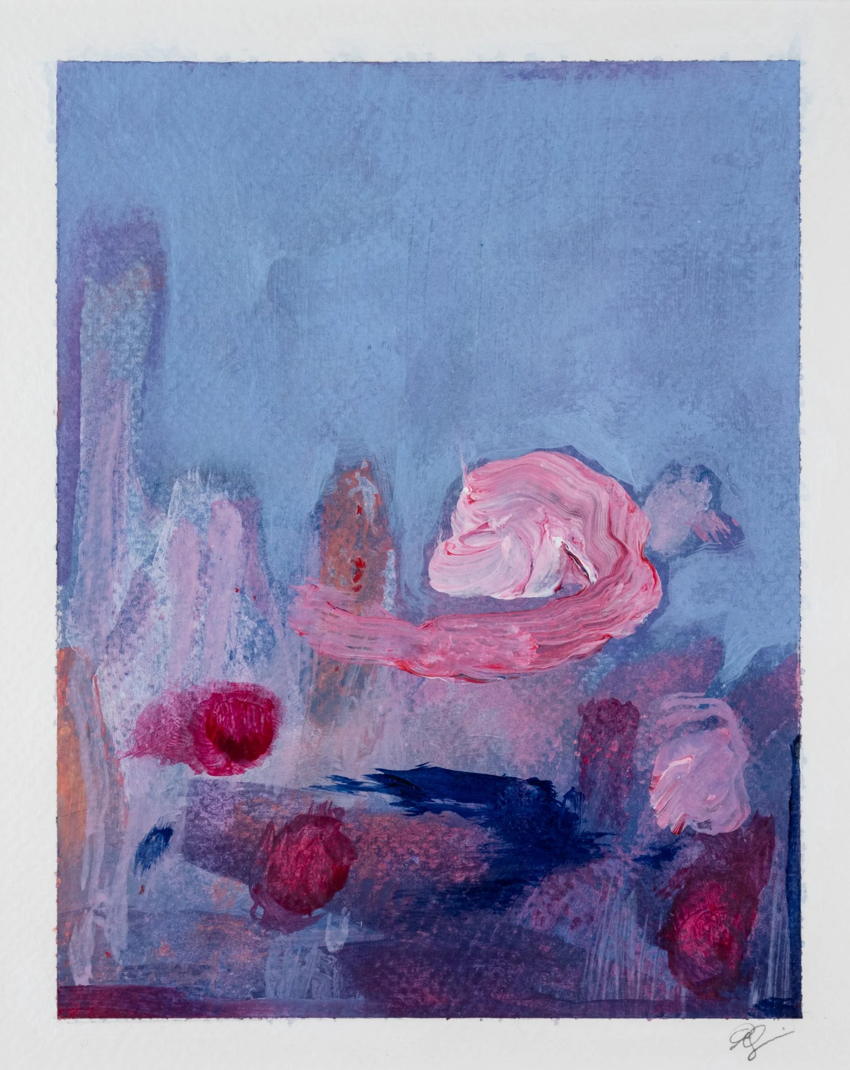 "Sleeping Stones" (2024) 7" x 5.5" acrylic on paper SOLD