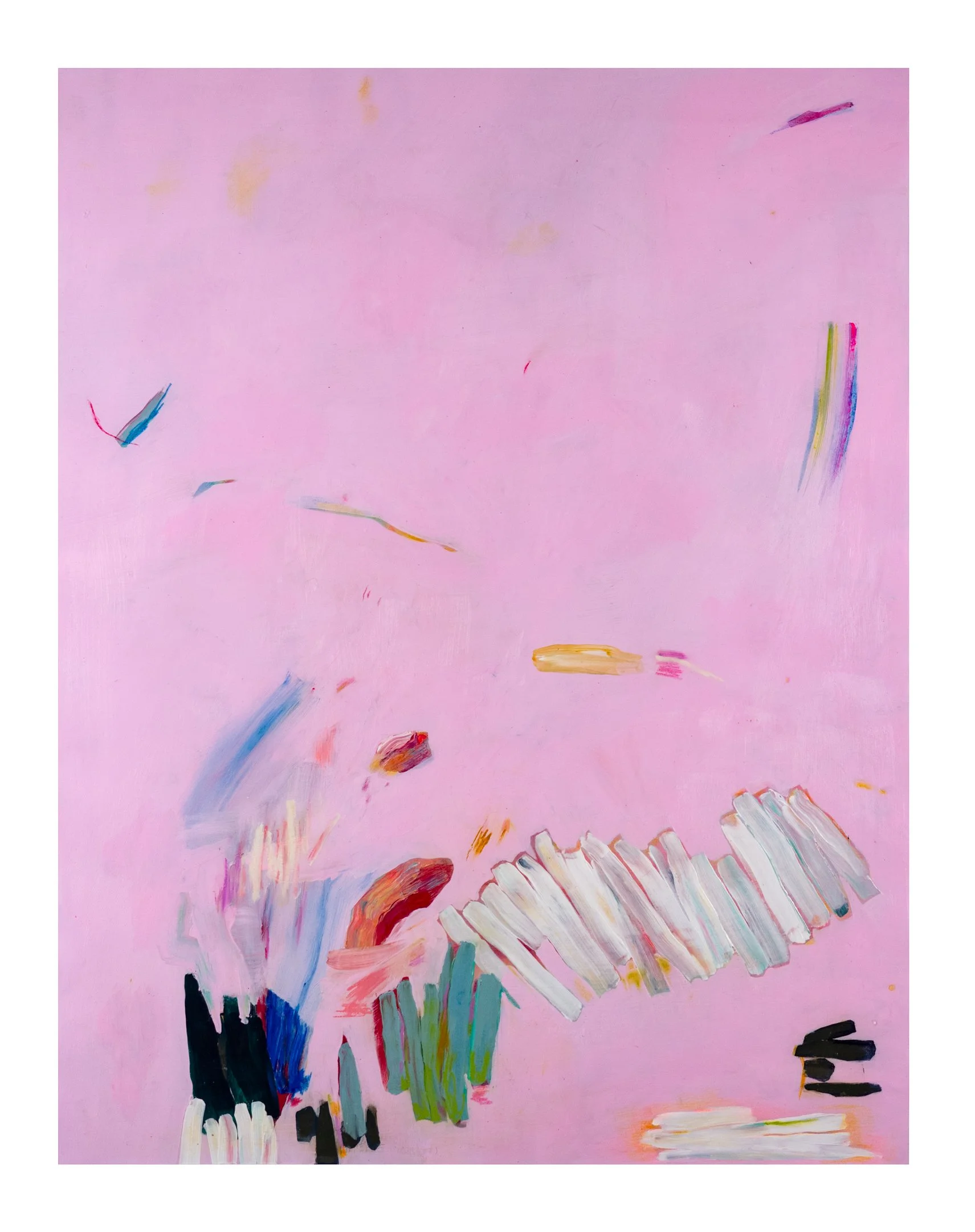 "Uncle Tim's Bridge" (2023) 32" x 40" acrylic, oil pastel, colored pencil on paper $3250