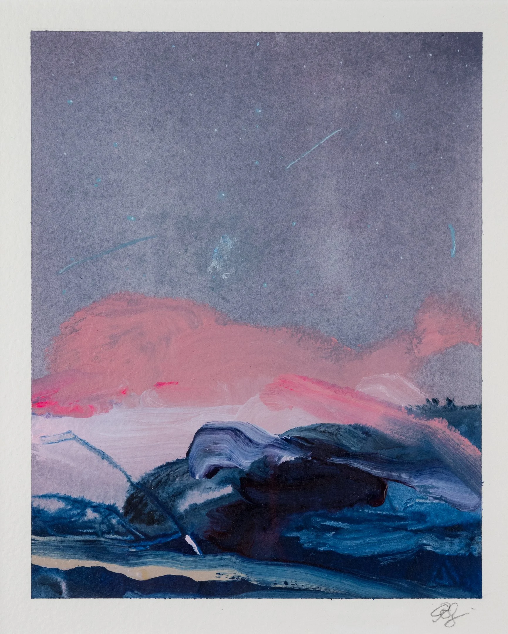 "Squall" (2024) 7" x 5.5" acrylic on paper $900