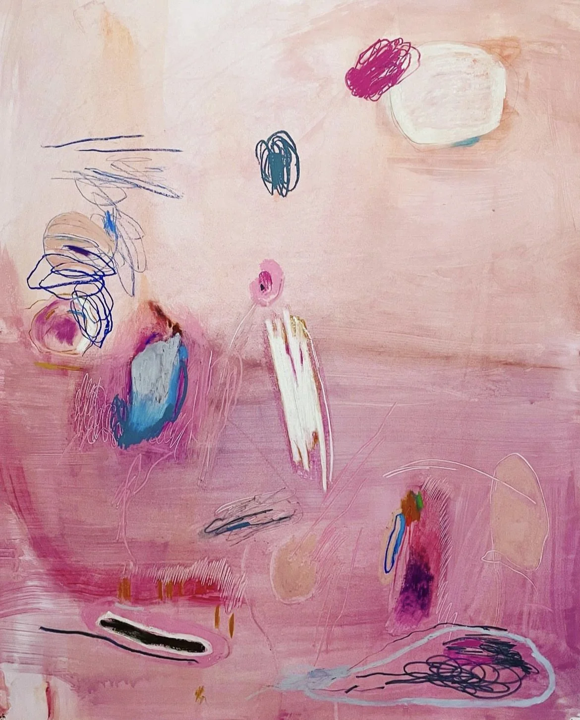 "The Moment After"  (2023) 32" x 40" acrylic, oil pastel, colored pencil on paper SOLD