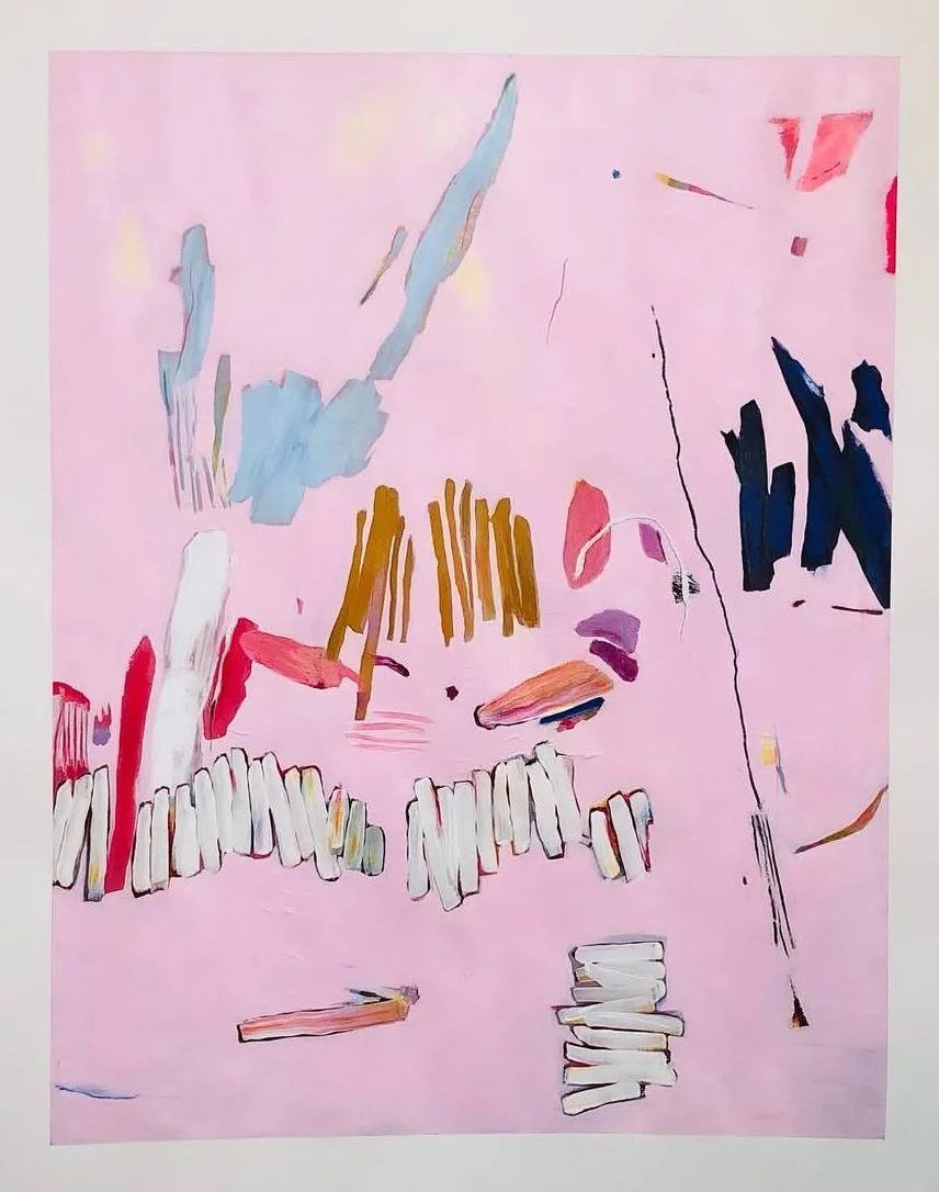 "Girlpain" (2023) 32" x 40" acrylic, oil pastel, colored pencil on paper $3250
