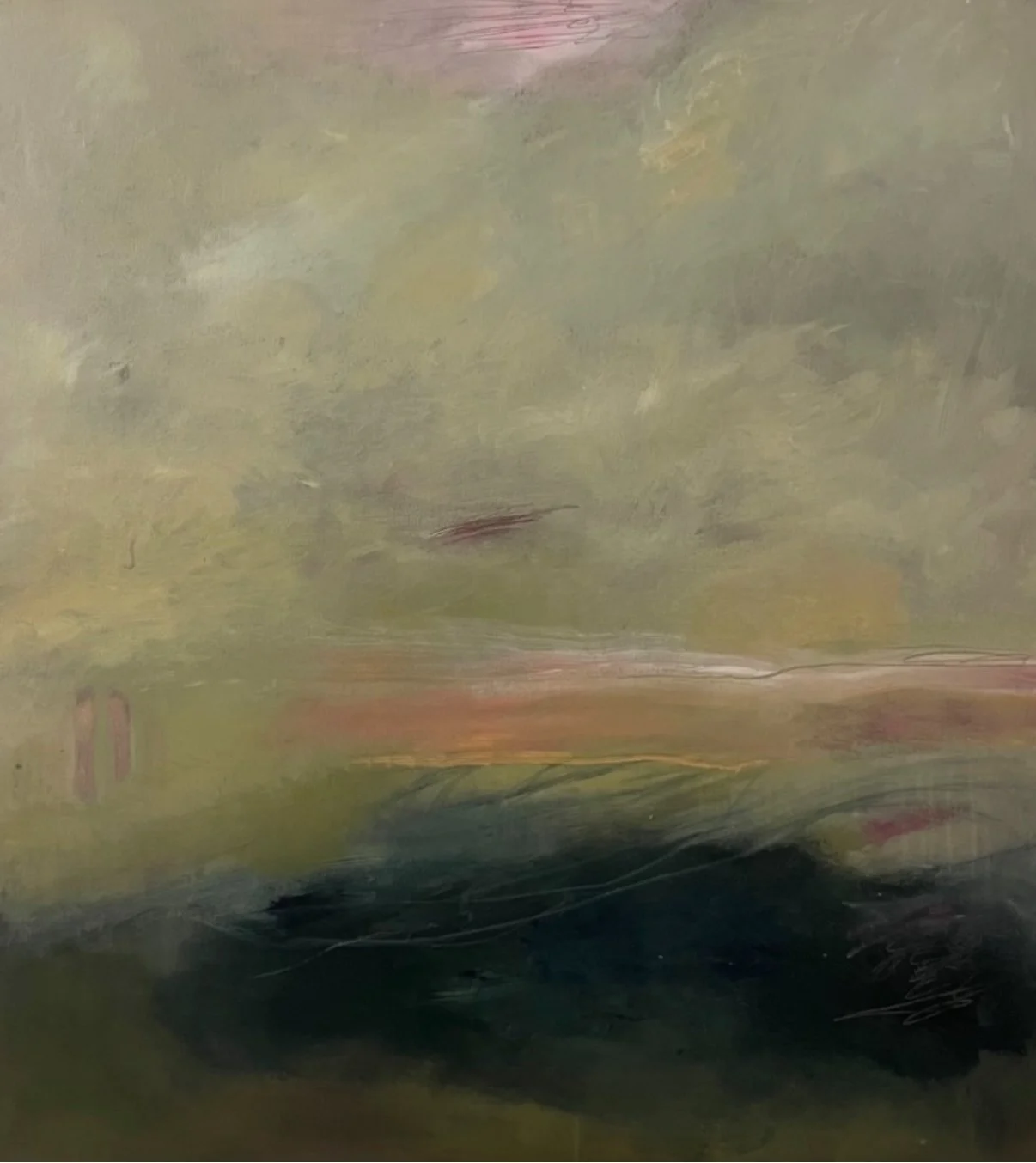 "Green Tide" (2025) 50" x 45" acrylic and pencil on canvas $3200