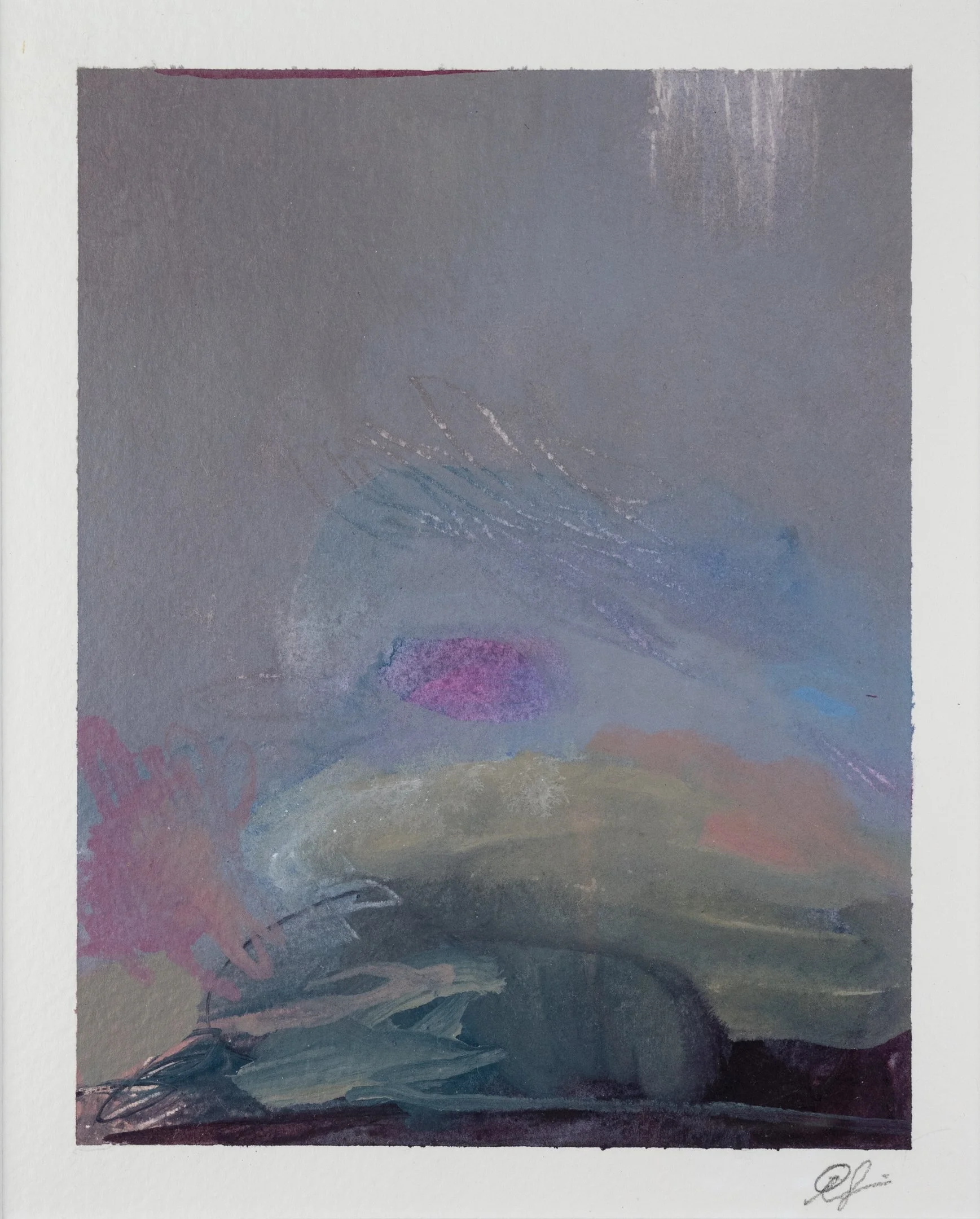"Smoky Sun" (2024) 7" x 5.5" acrylic on paper $900
