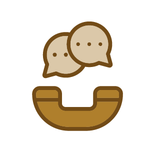 a phone icon with two speech bubbles showcasing hopping on a strategic call for your wedding dj vendor