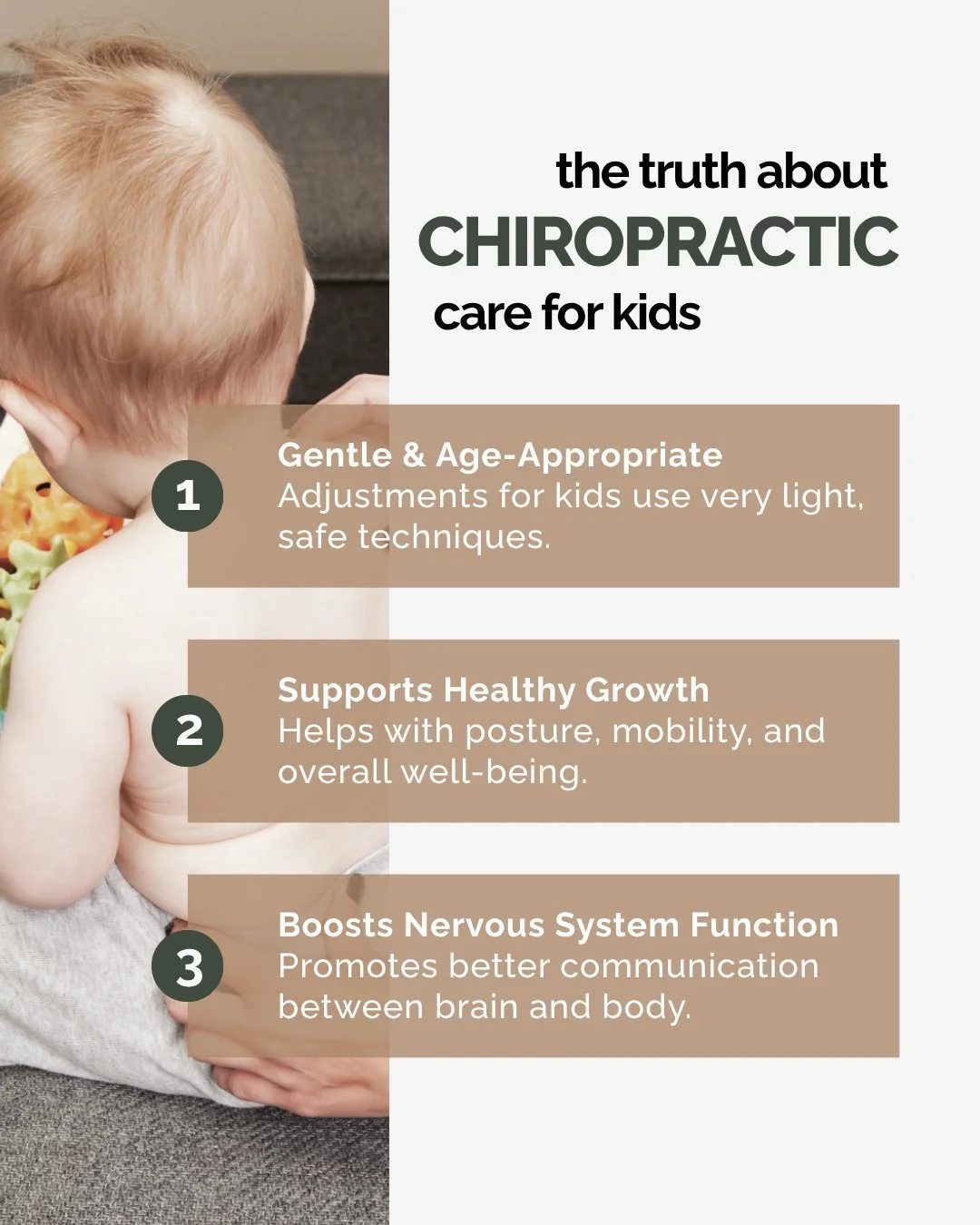 ✨ Supporting growing bodies and busy minds ✨

As kids grow, their bodies are constantly adapting from school and sport to screens, backpacks, and big life changes.

At Hunter Valley Family Chiropractic, we provide gentle, individualised care that sup