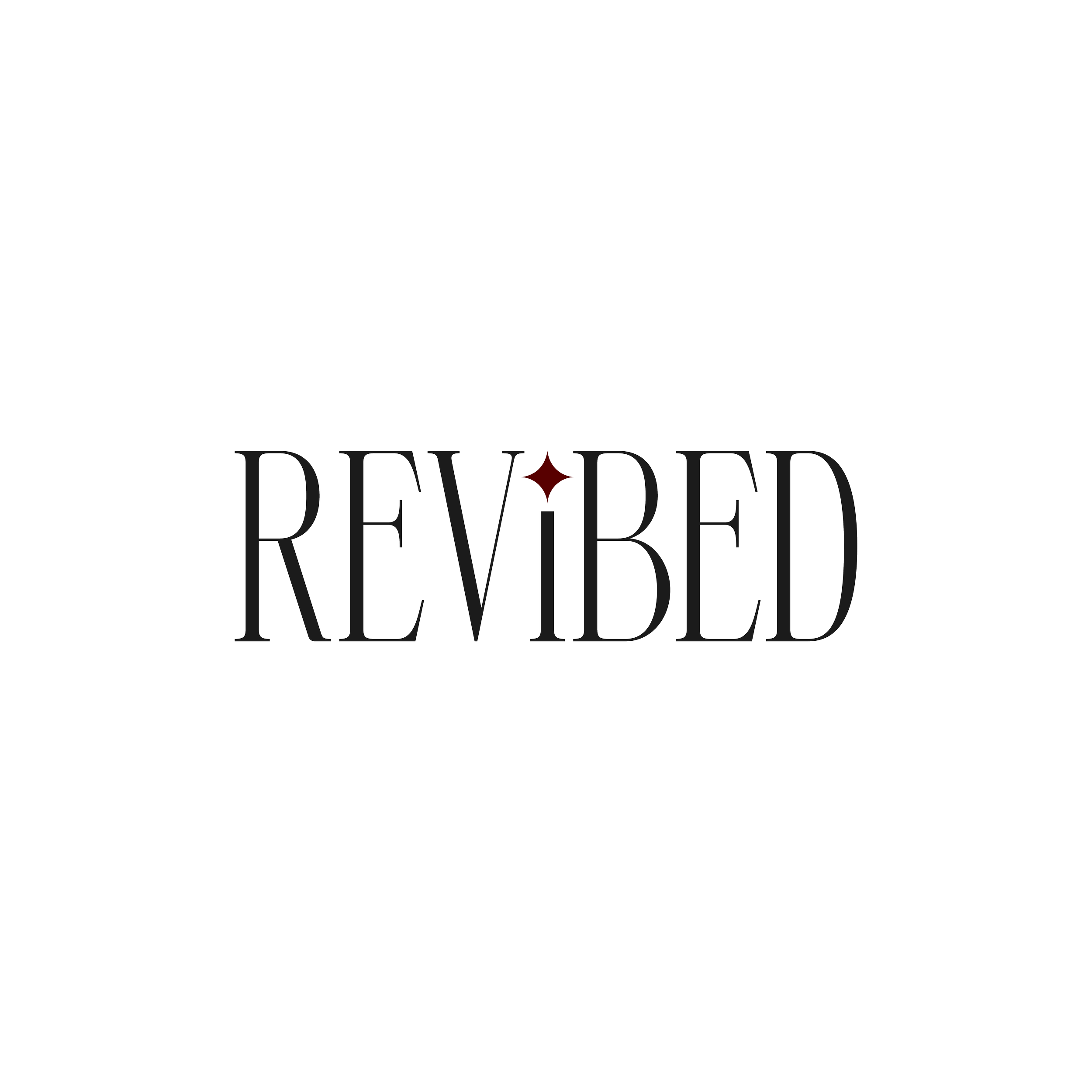 The word 'REVISITED' in large black letters with a small red star above the letter 'I' on a black background.